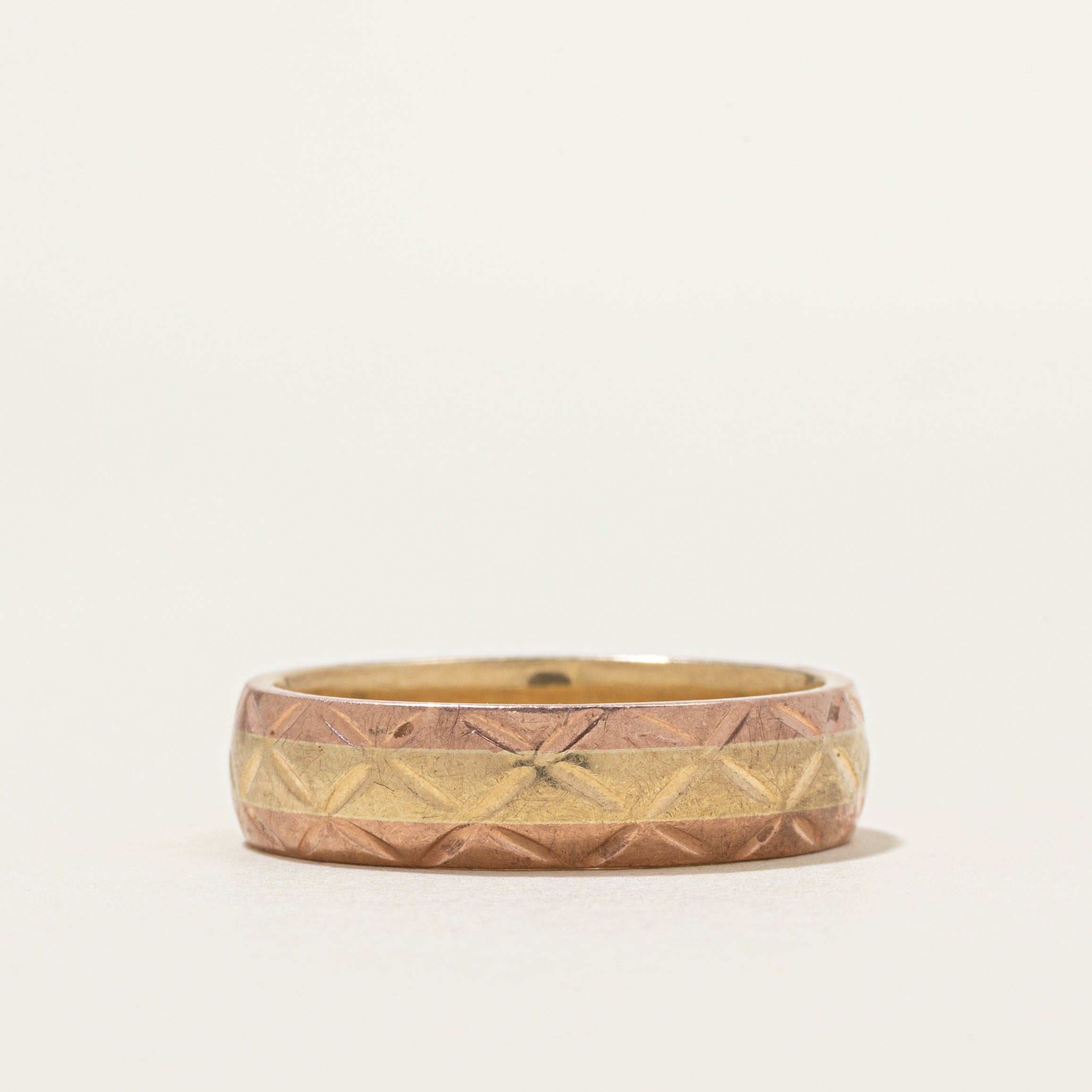 10k Yellow & Rose Gold Engraved Band | 6mm | SZ 10.25