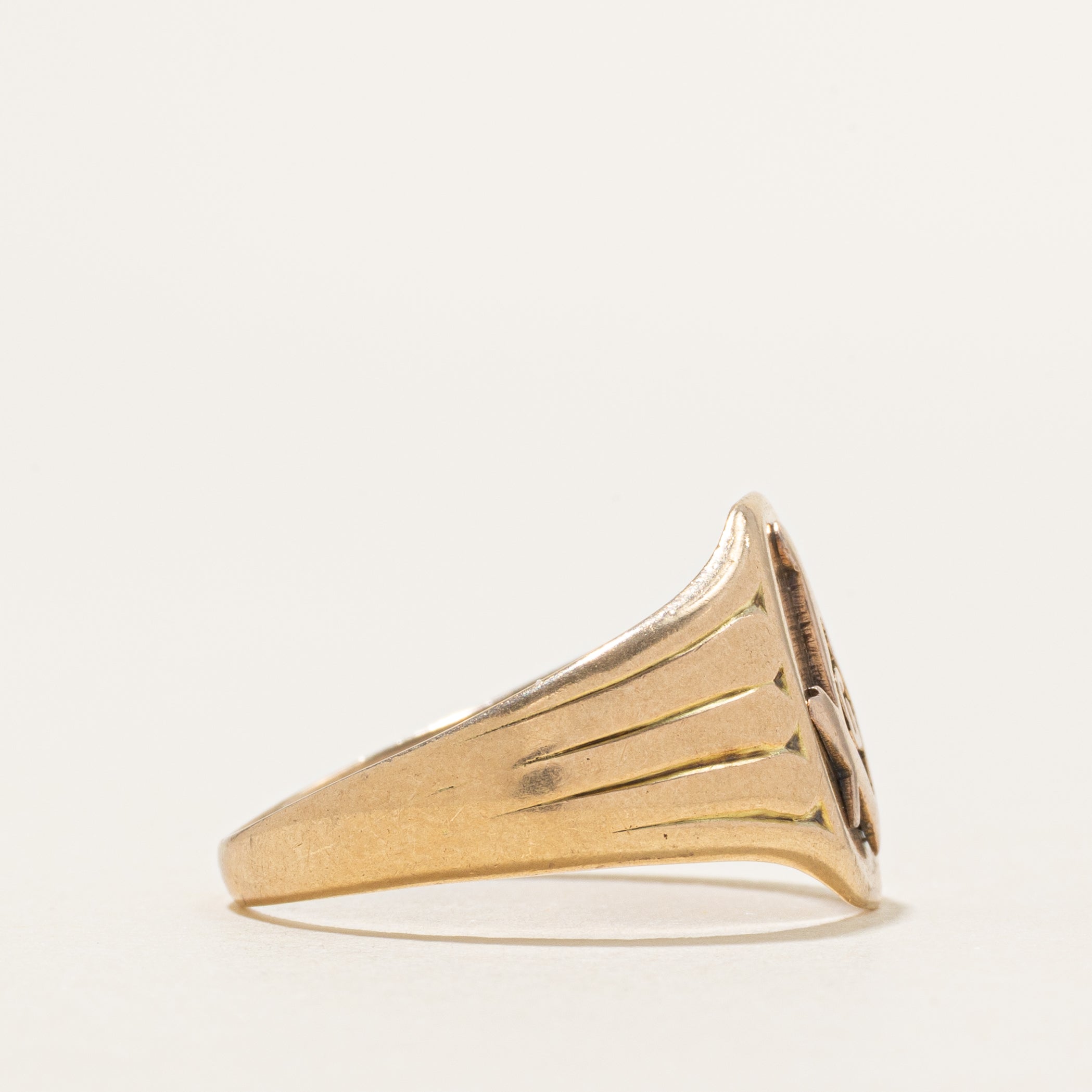 Vintage 14K Yellow Gold Masonic Signet Ring | SZ 7