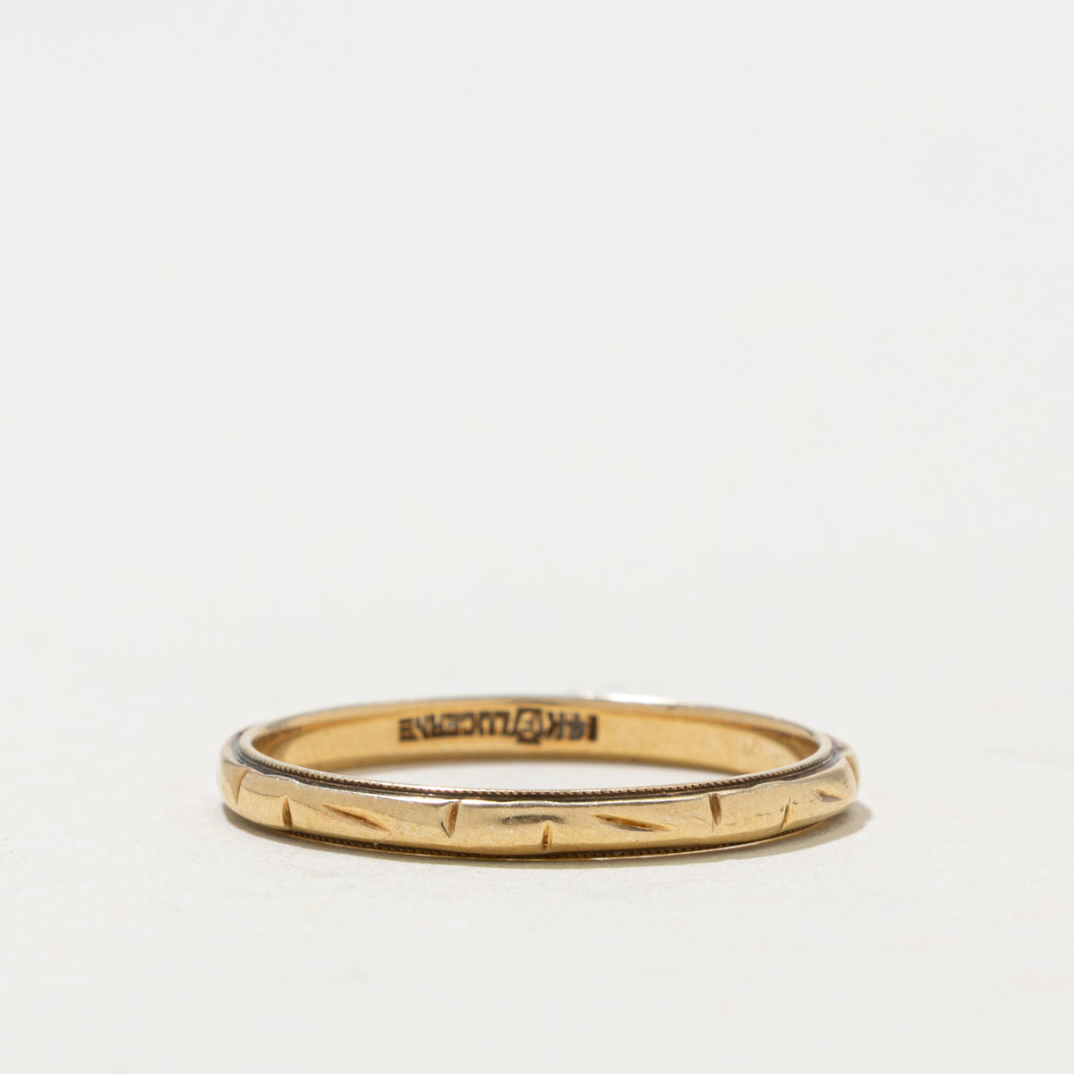 14k Yellow Gold Milgrain Textured Band | 2.10mm | SZ 6.75