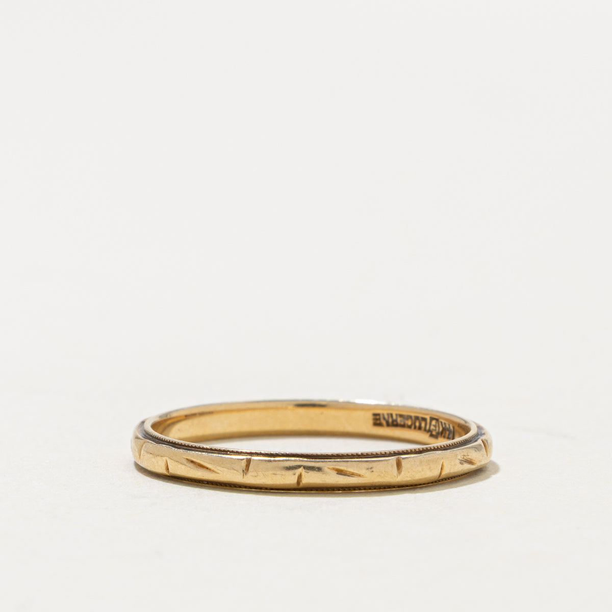 14k Yellow Gold Milgrain Textured Band | 2.10mm | SZ 6.75