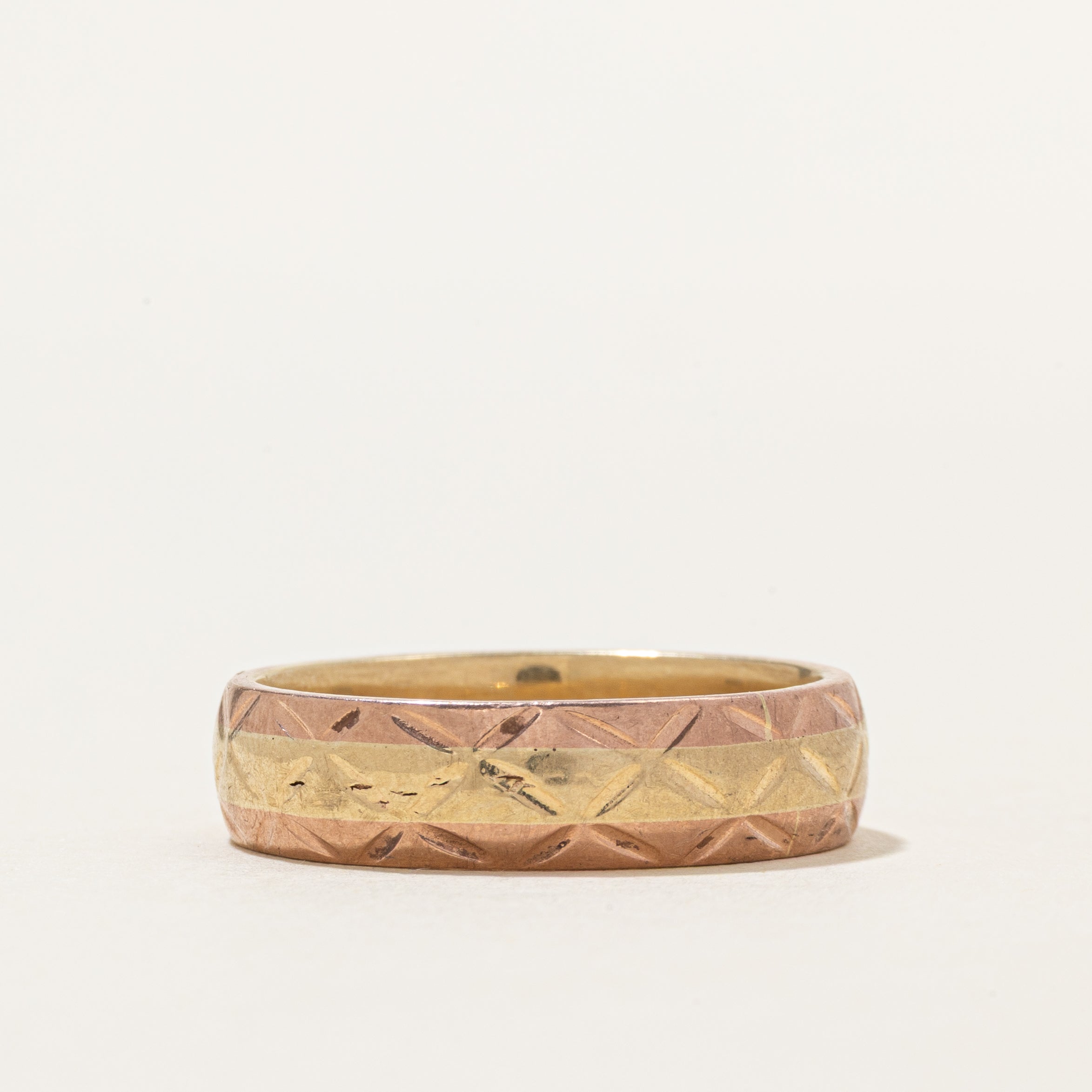 10k Yellow & Rose Gold Engraved Band | 6mm | SZ 10.25