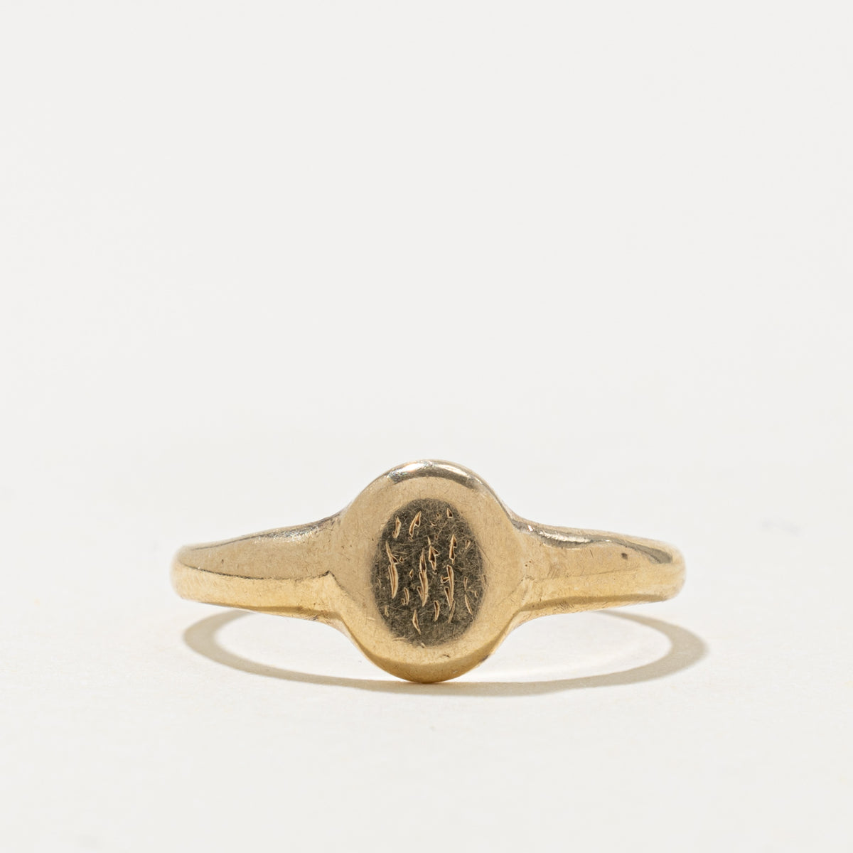1928 Birmingham 9k Yellow Gold Engraved Signet Ring | SZ 7.25
