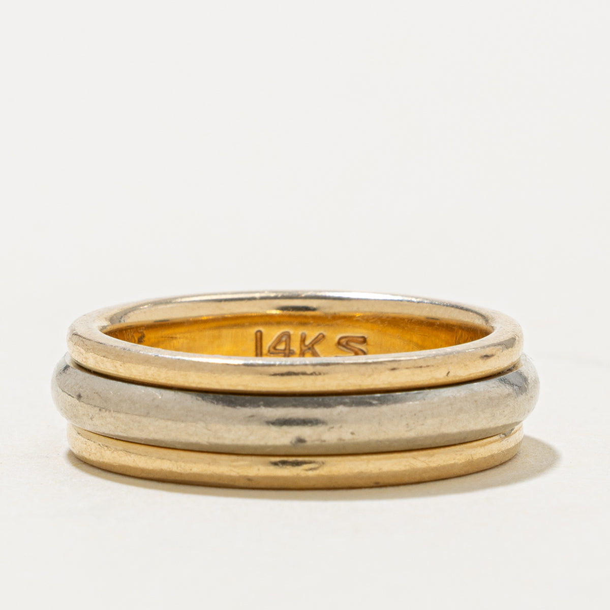 14k Yellow & White Gold Grooved Band | 5.55mm | SZ 6