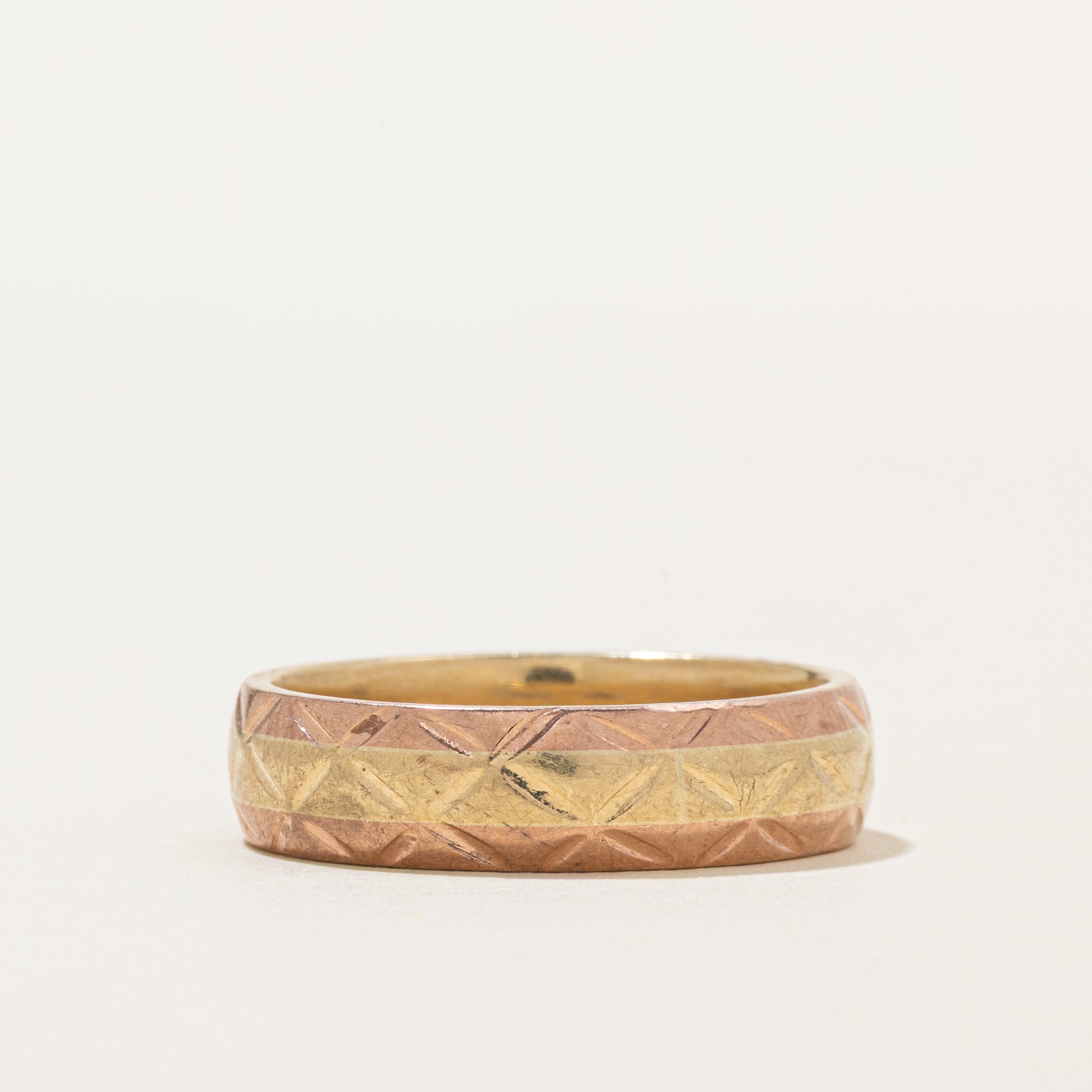 10k Yellow & Rose Gold Engraved Band | 6mm | SZ 10.25