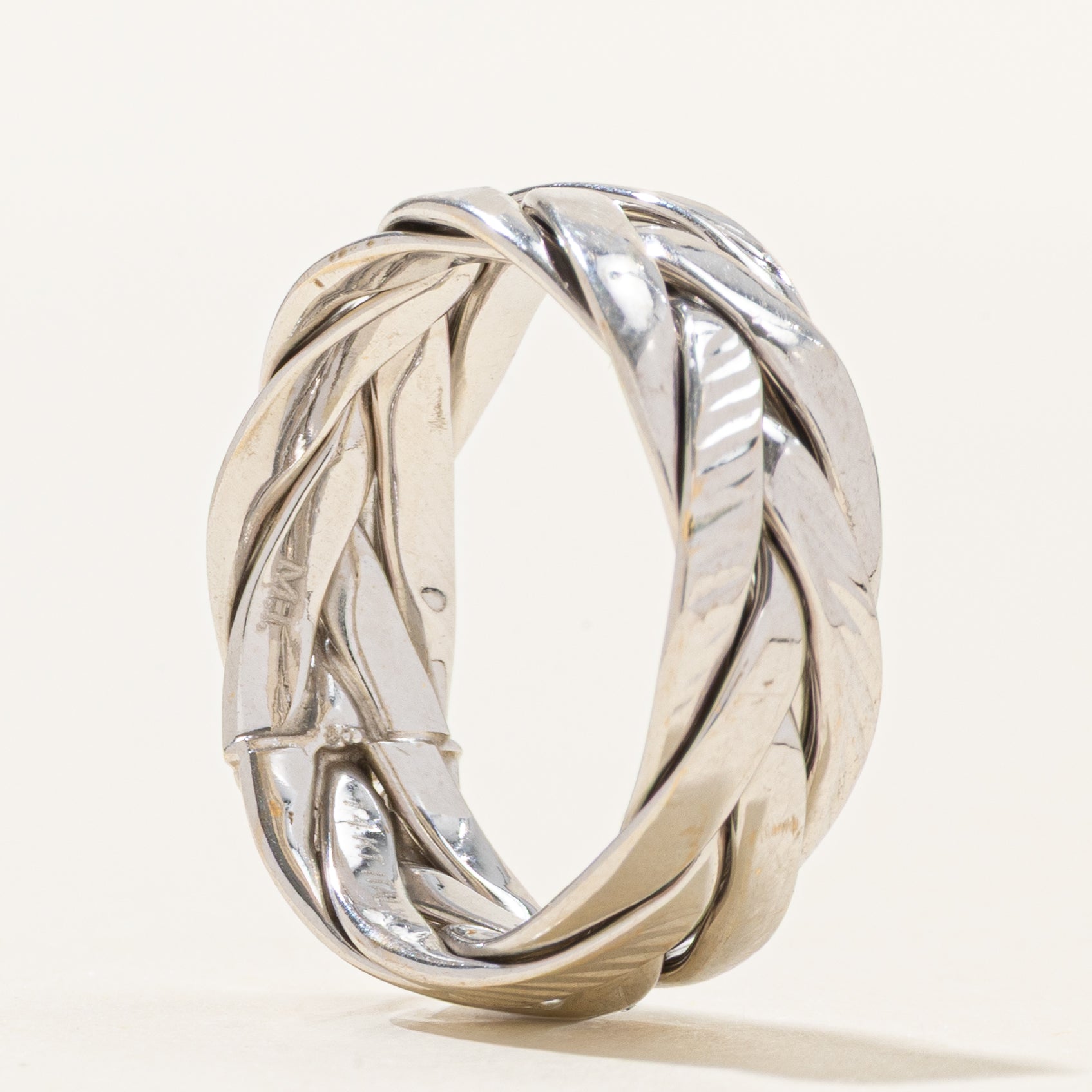 14K White Gold Braided Band | 7mm | SZ 6