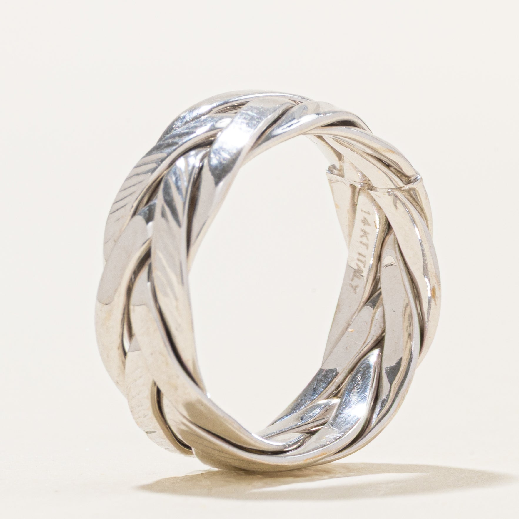 14K White Gold Braided Band | 7mm | SZ 6