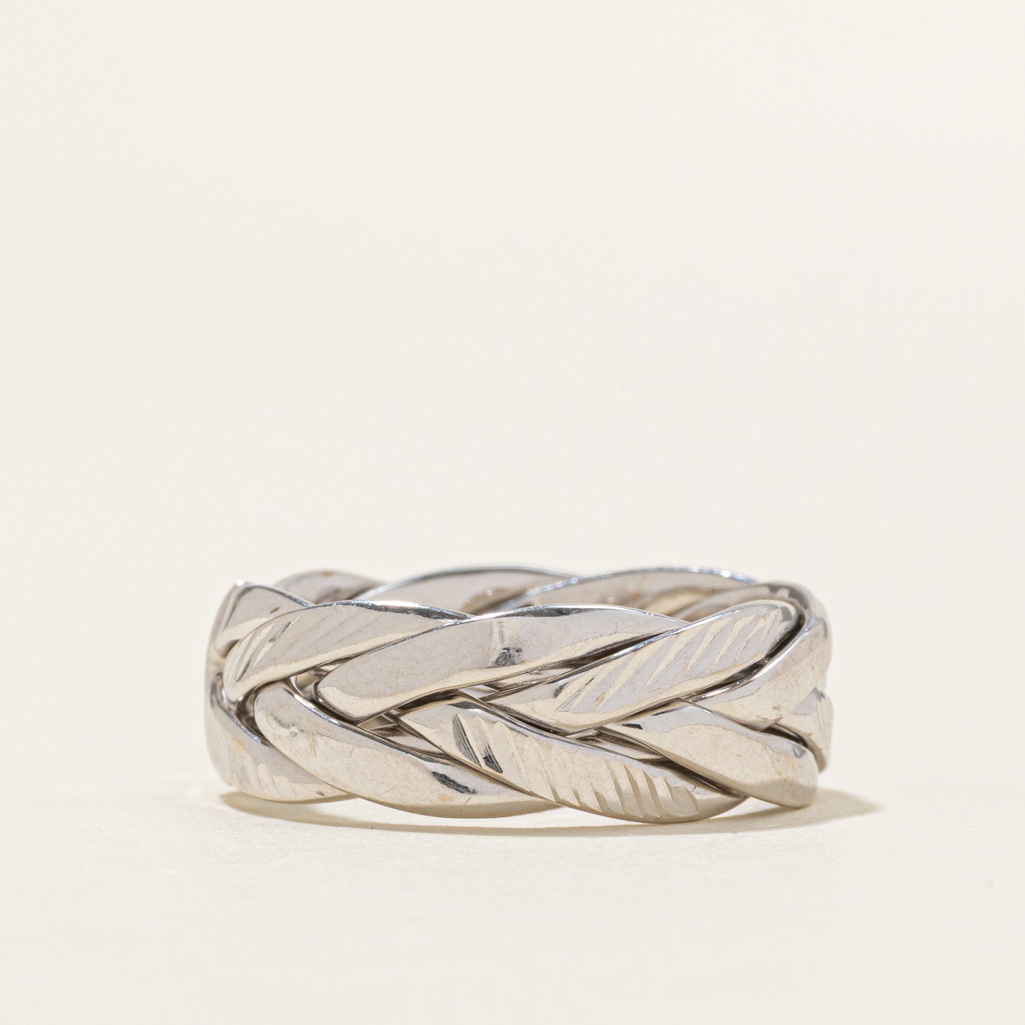14K White Gold Braided Band | 7mm | SZ 6