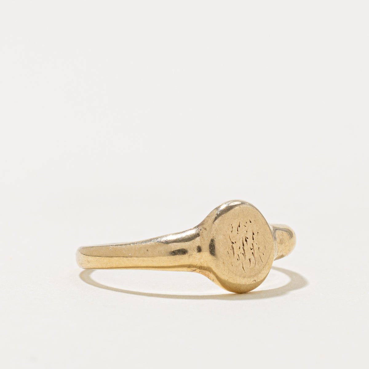 1928 Birmingham 9k Yellow Gold Engraved Signet Ring | SZ 7.25