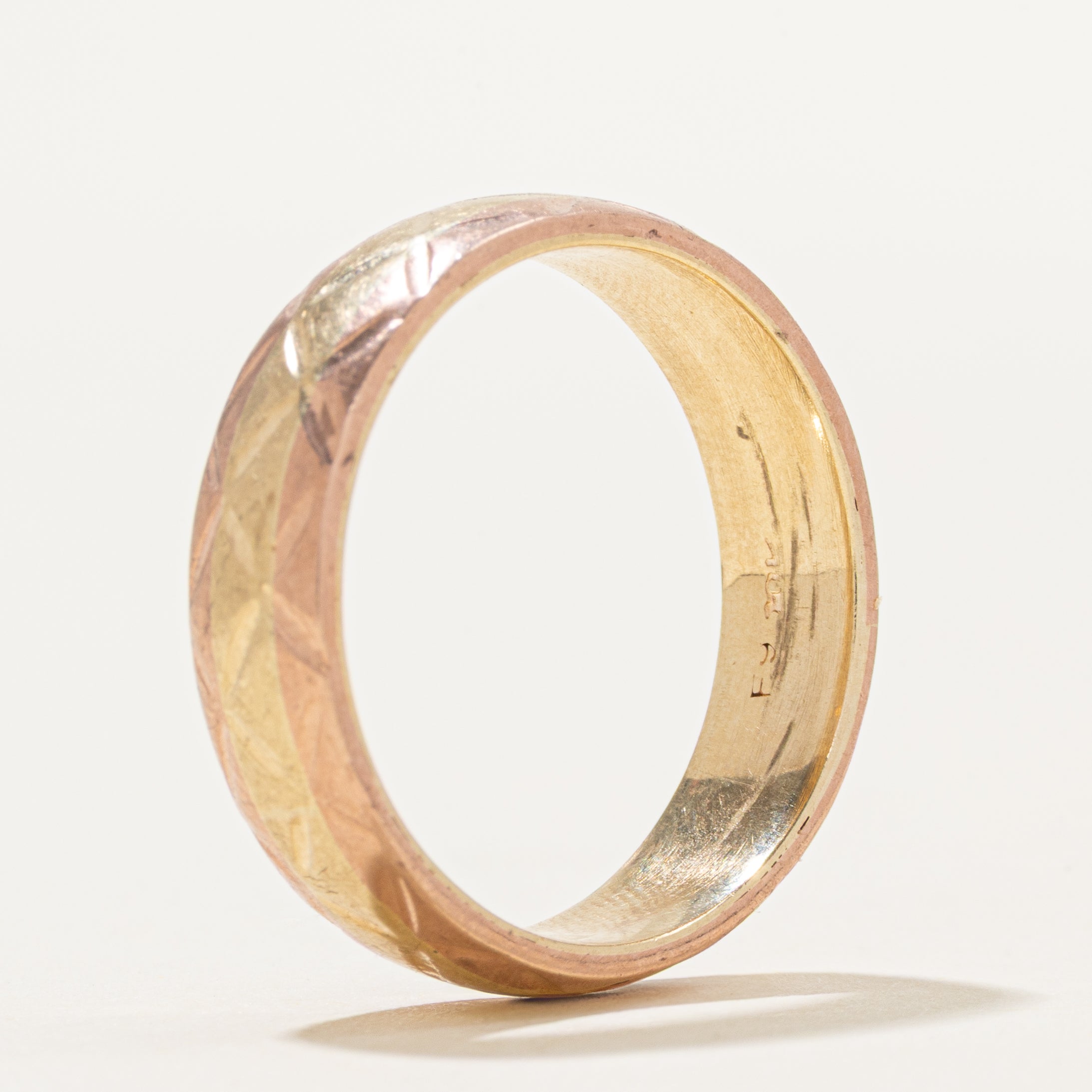 10k Yellow & Rose Gold Engraved Band | 6mm | SZ 10.25