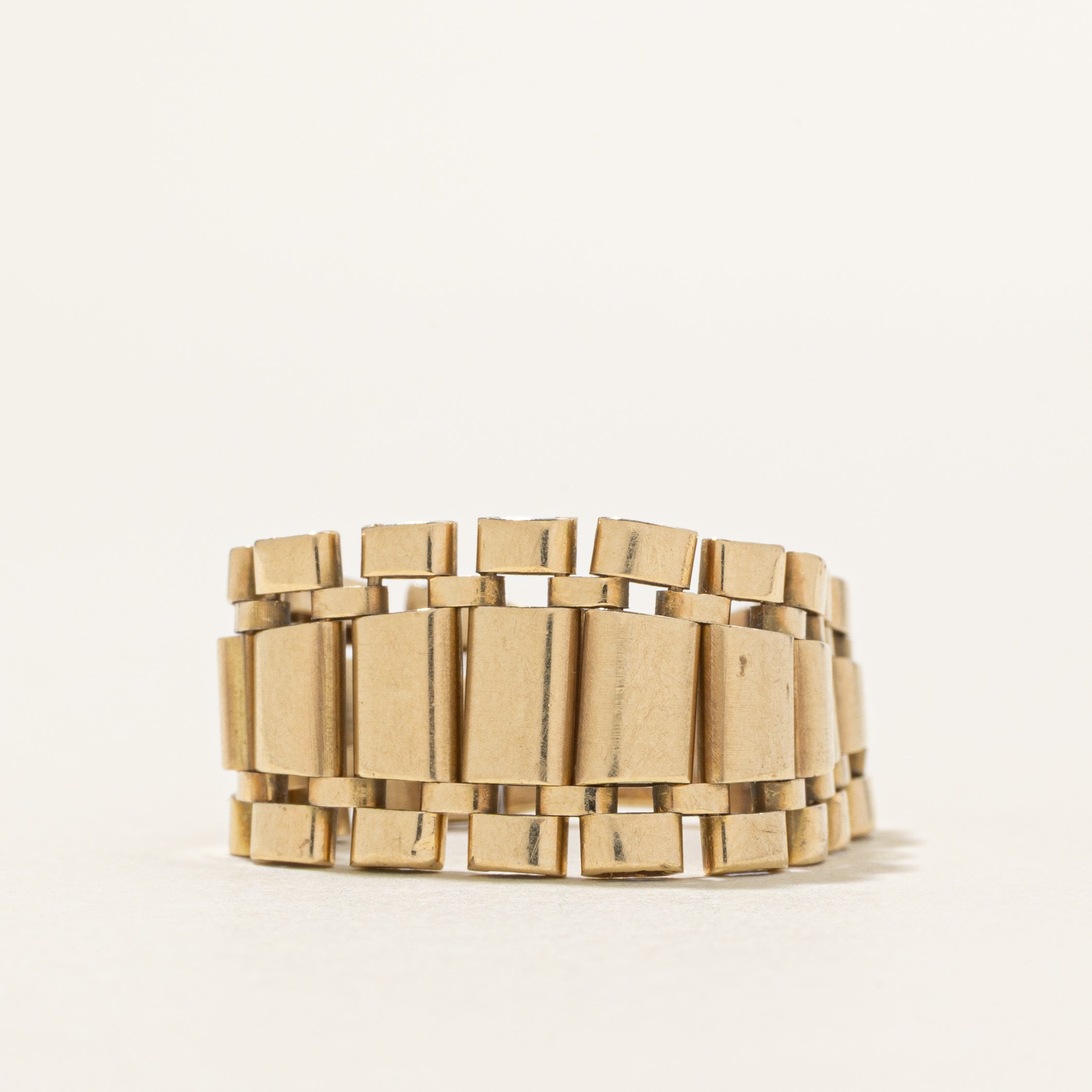 14K Yellow Gold Tapered Chain Ring | SZ 8