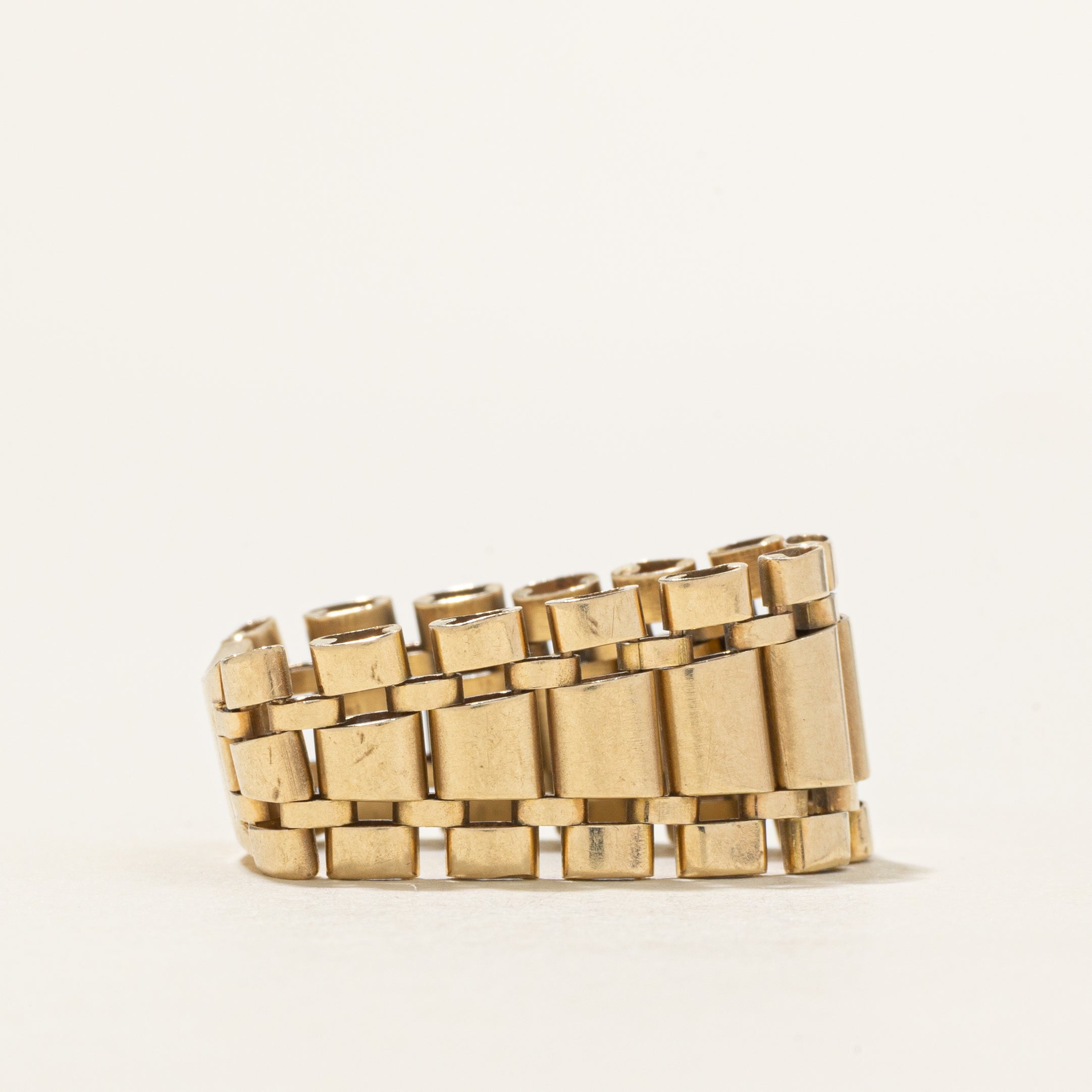 14K Yellow Gold Tapered Chain Ring | SZ 8