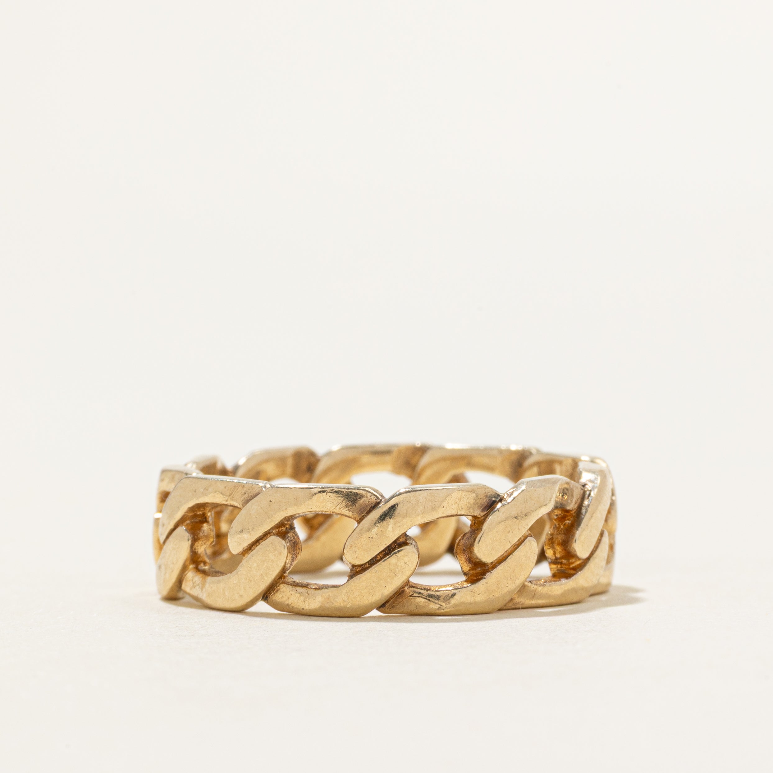 Vintage Canadian 10K Yellow Gold Chain Ring | 6.75mm | SZ 9.75