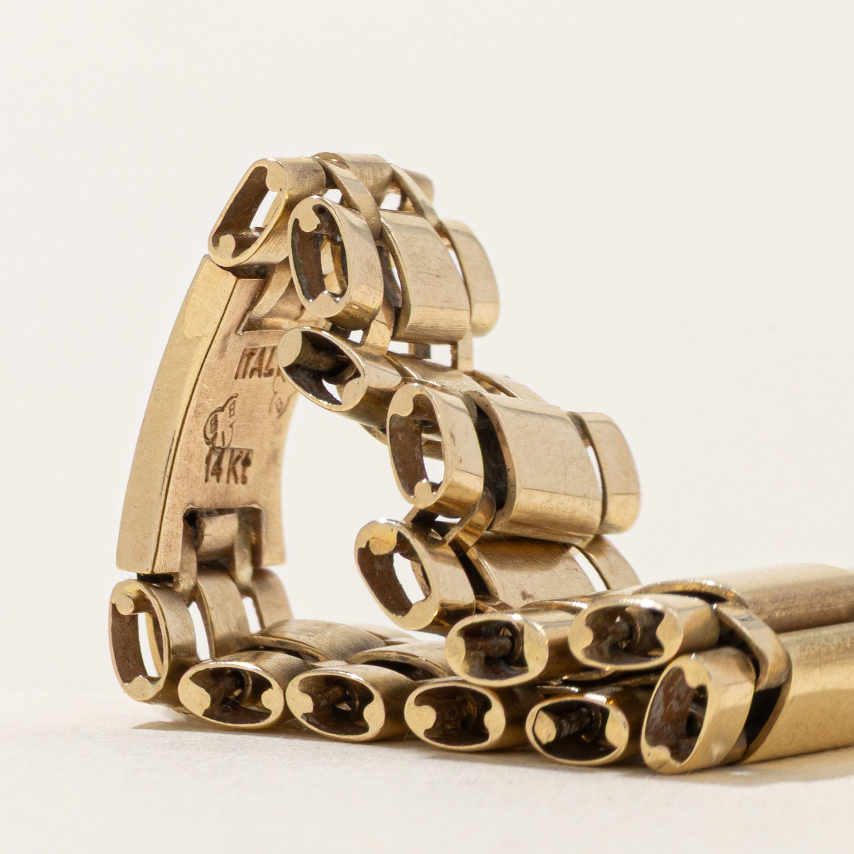 14K Yellow Gold Tapered Chain Ring | SZ 8