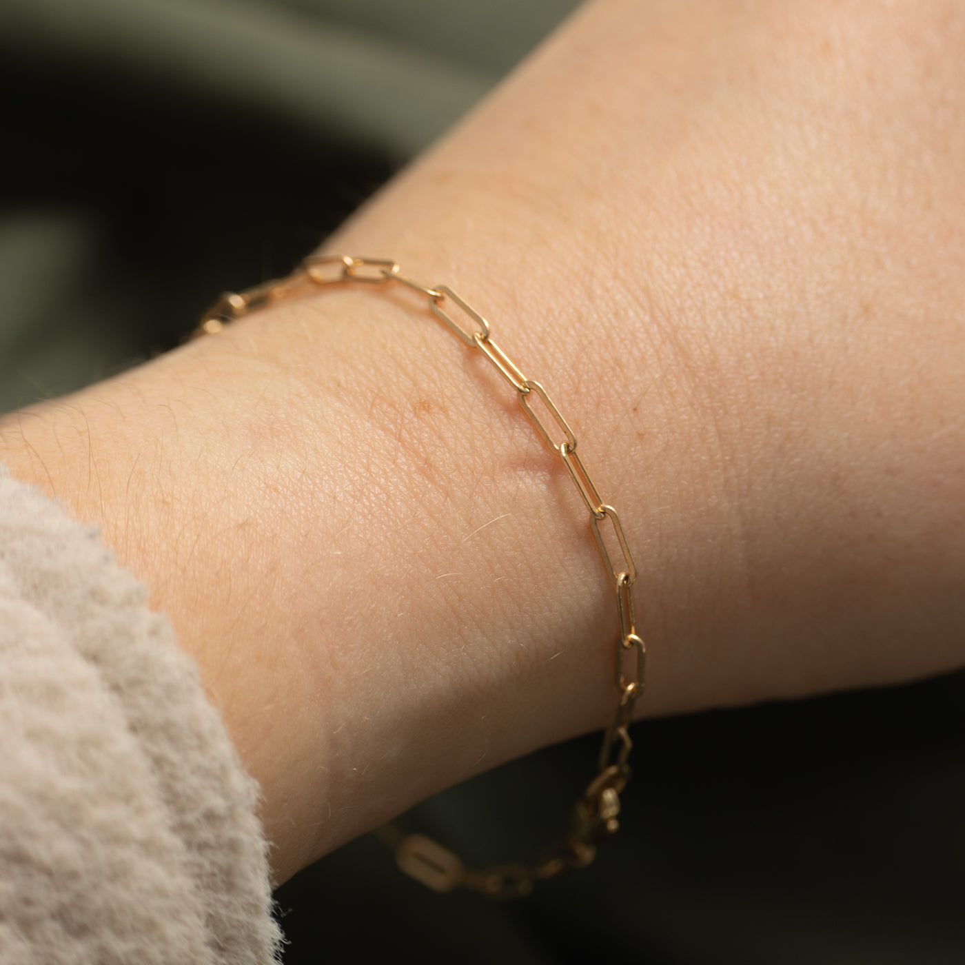 '100 Ways' 14k Yellow Gold Paperclip Chain Bracelet | 7"