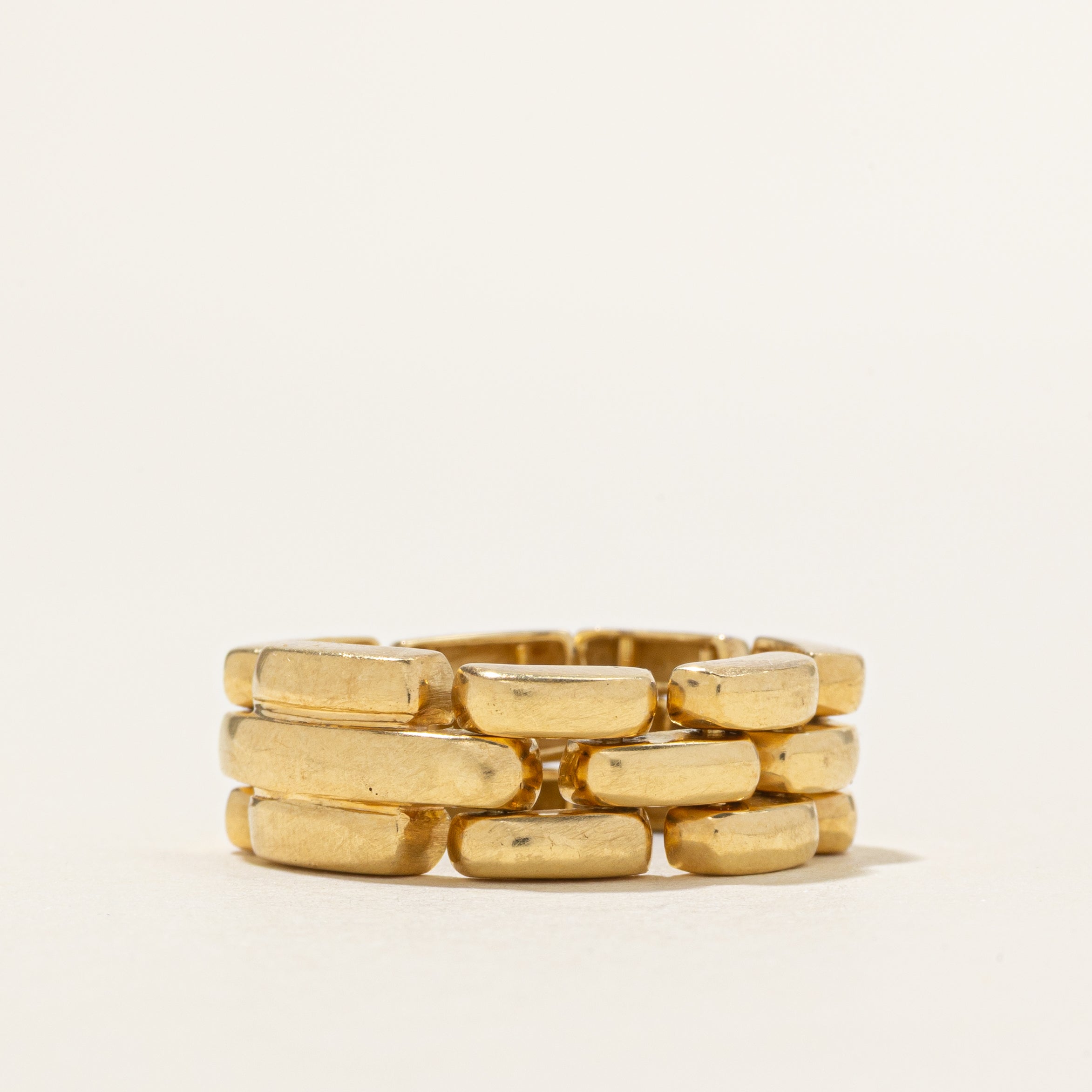 18K Yellow Gold Panther Chain Ring | 8mm | SZ 6.25