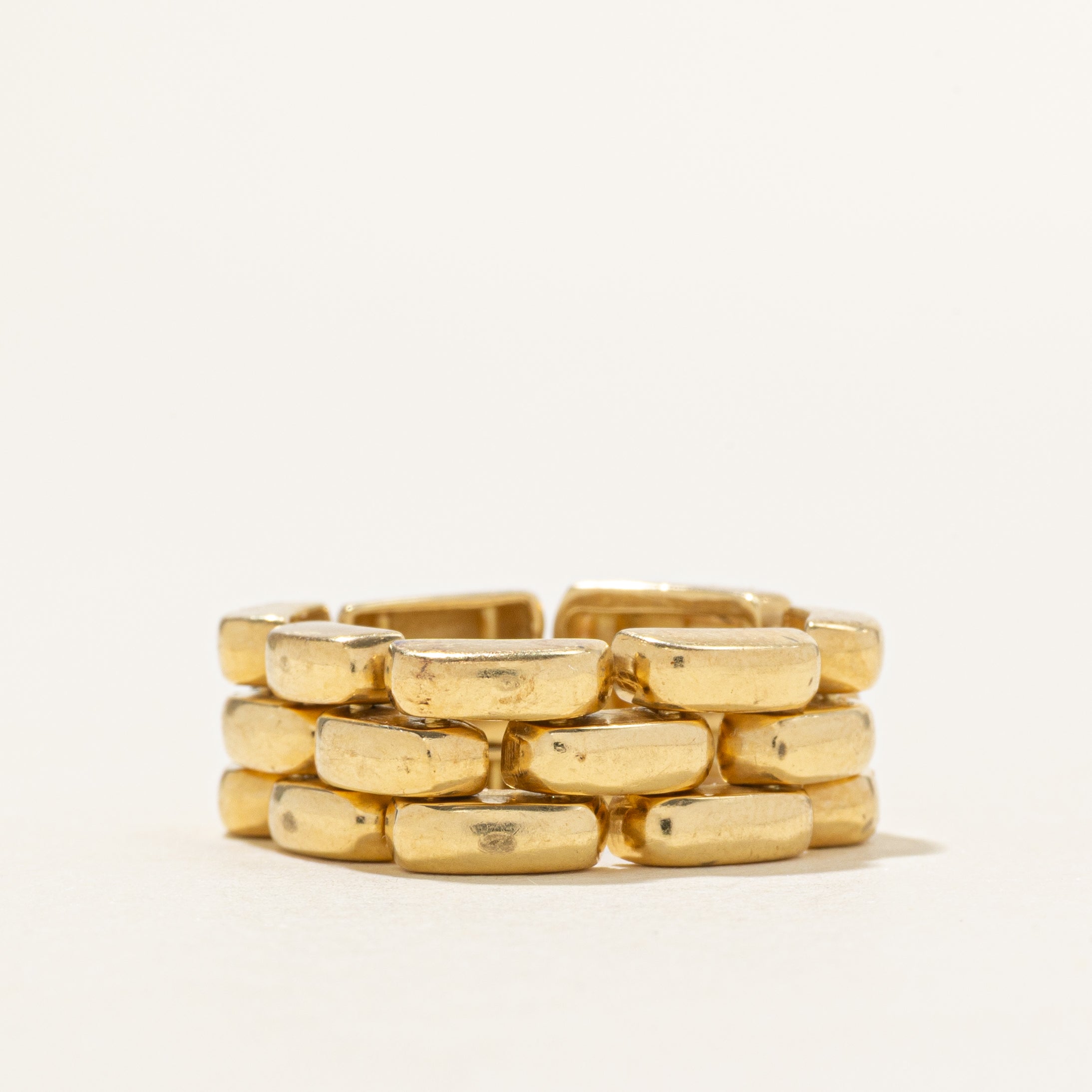 18K Yellow Gold Panther Chain Ring | 8mm | SZ 6.25
