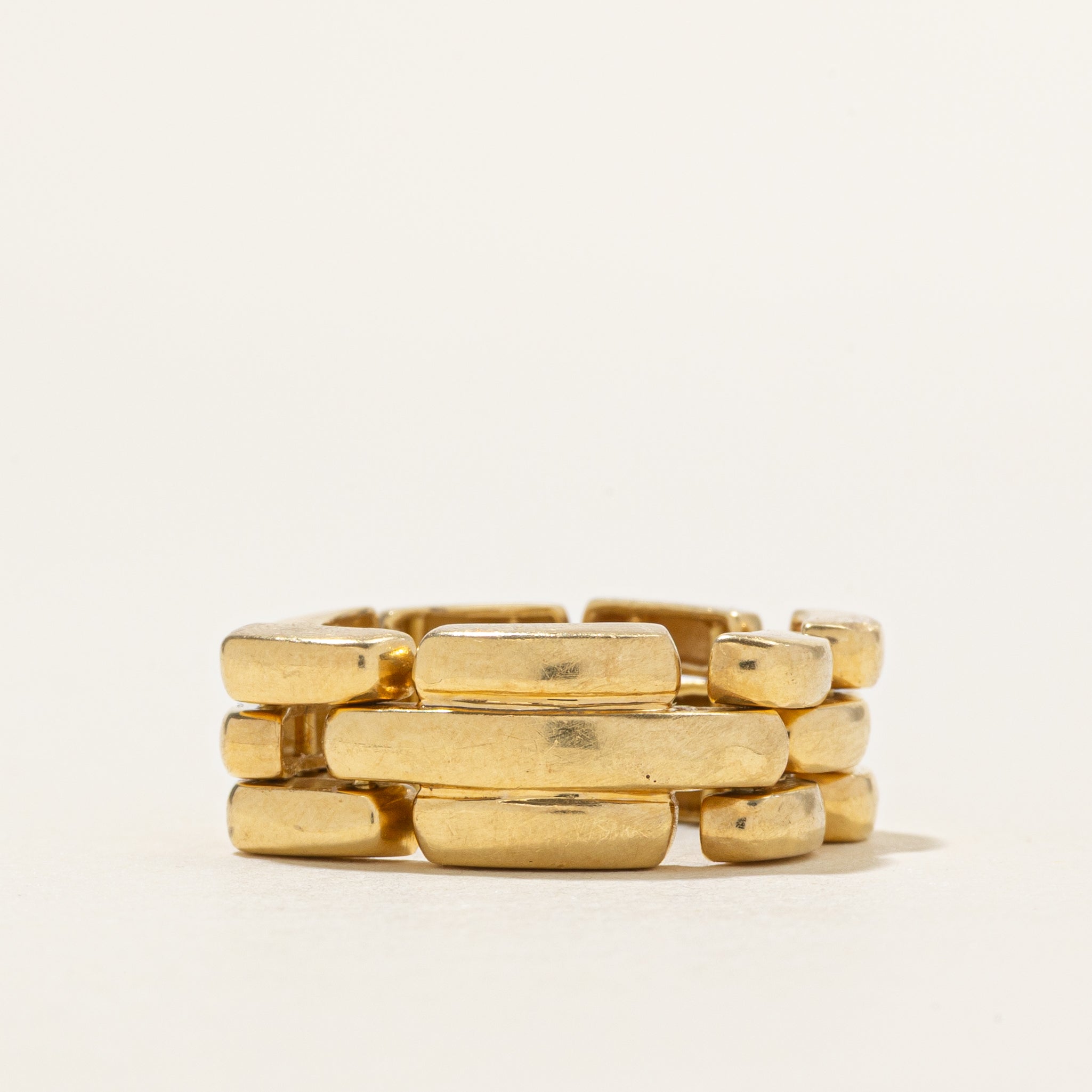 18K Yellow Gold Panther Chain Ring | 8mm | SZ 6.25