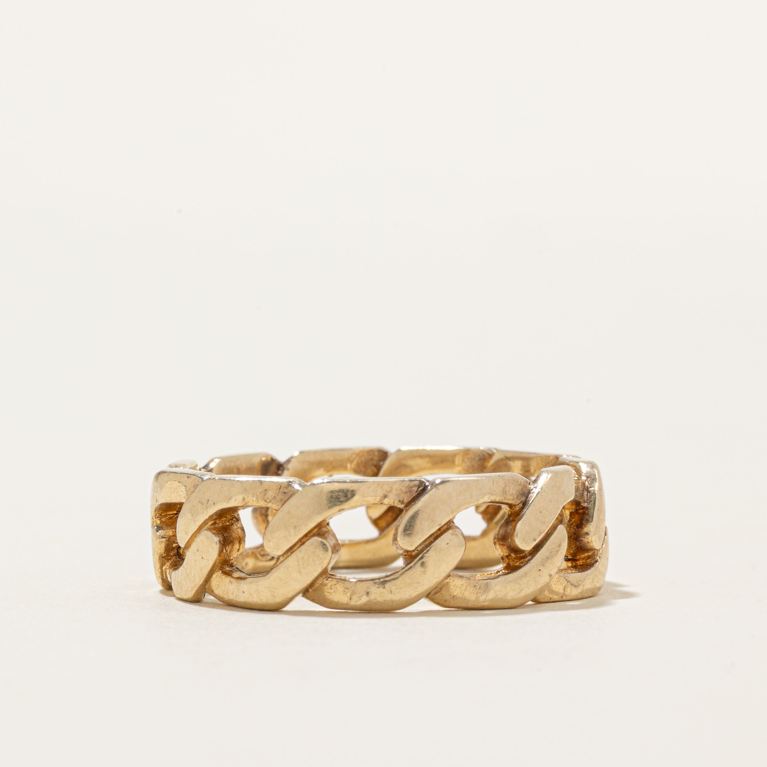 Vintage Canadian 10K Yellow Gold Chain Ring | 6.75mm | SZ 9.75