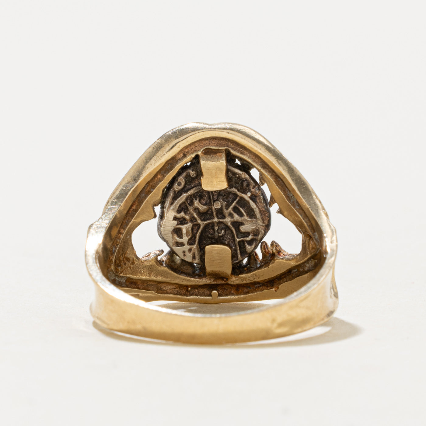 14k Shark Jaw Coin Cross Ring | SZ 6.75