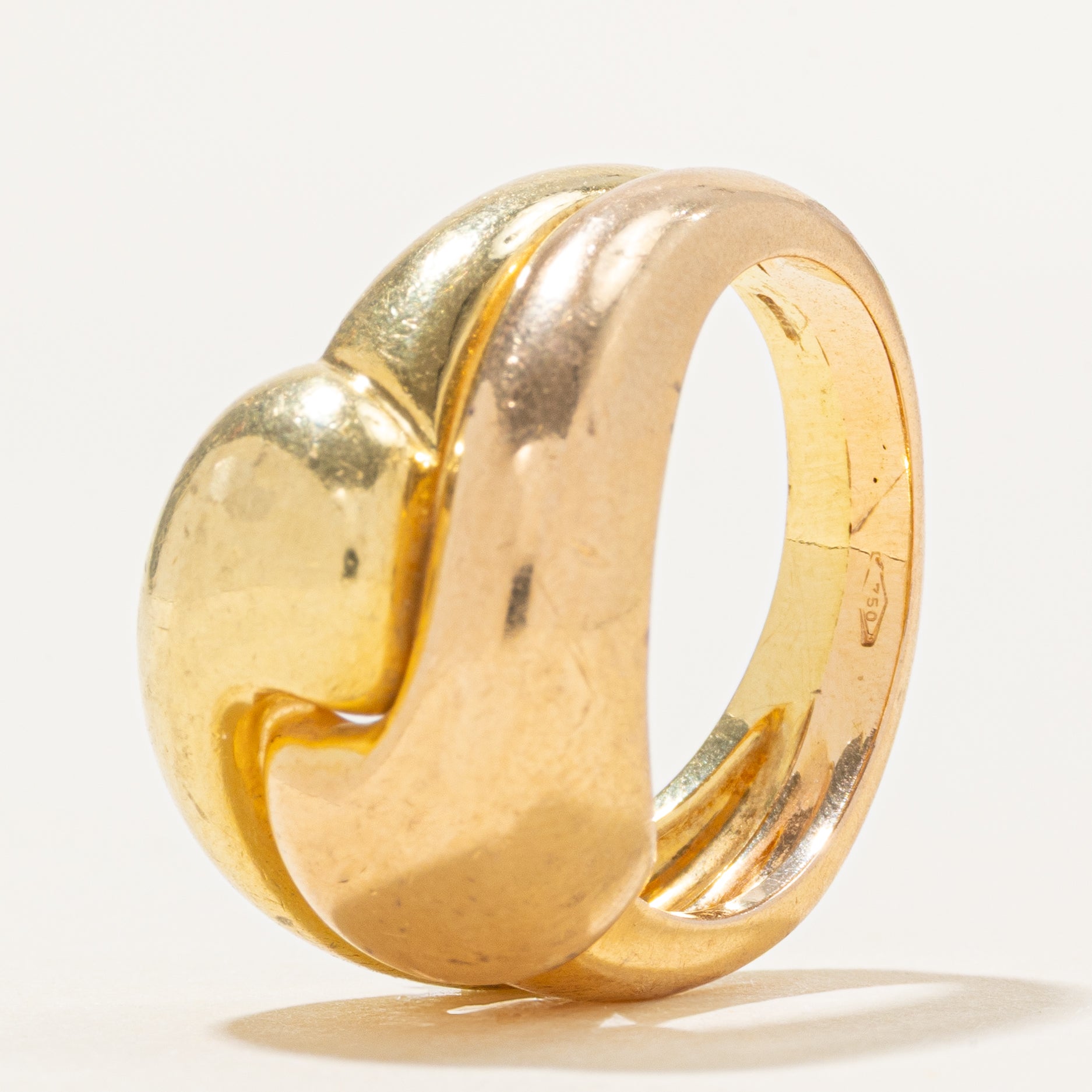 18K Italian Cross Over Chunky Ring | SZ 7.25