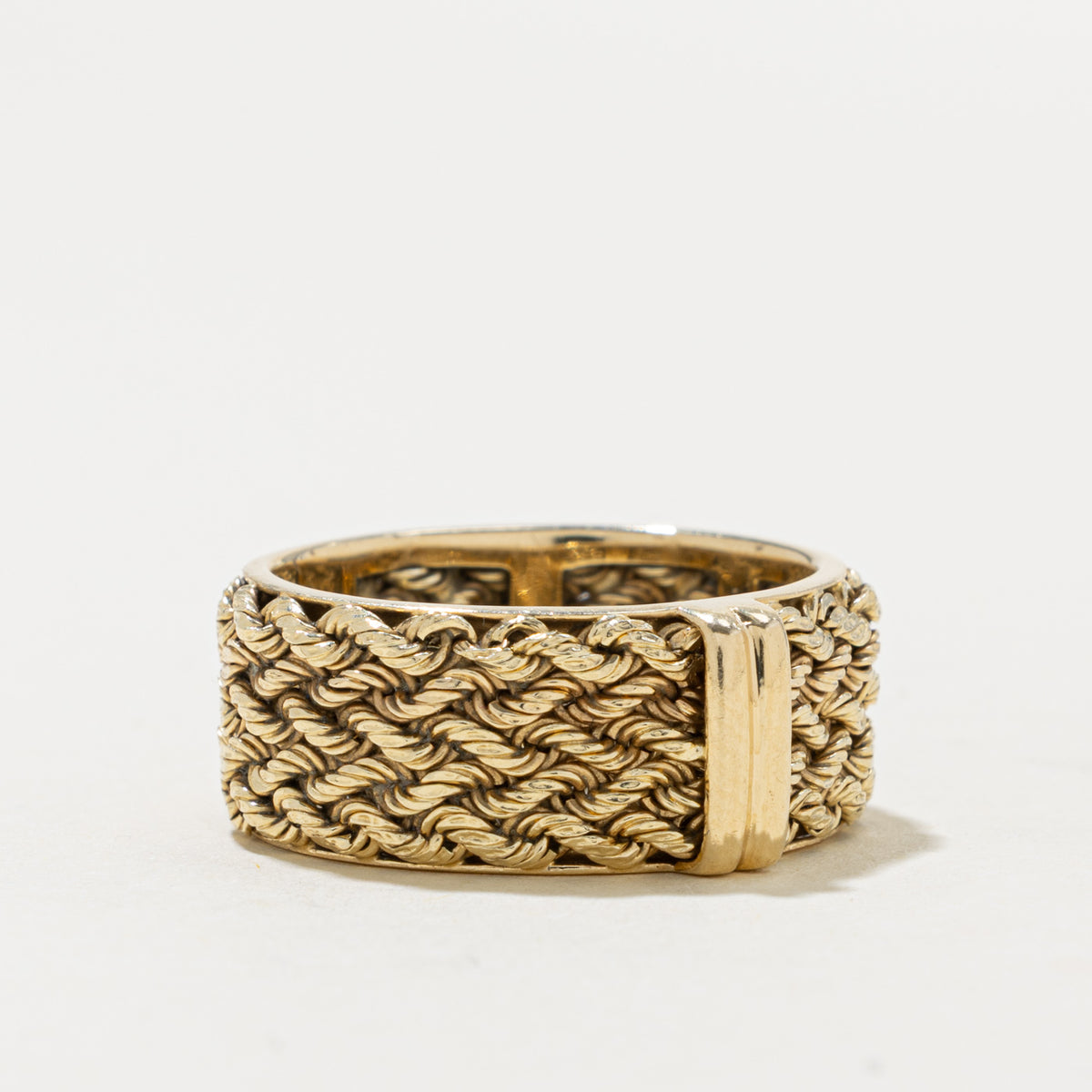 14k Yellow Gold Rope Woven Band | 9.00mm | SZ 8.25