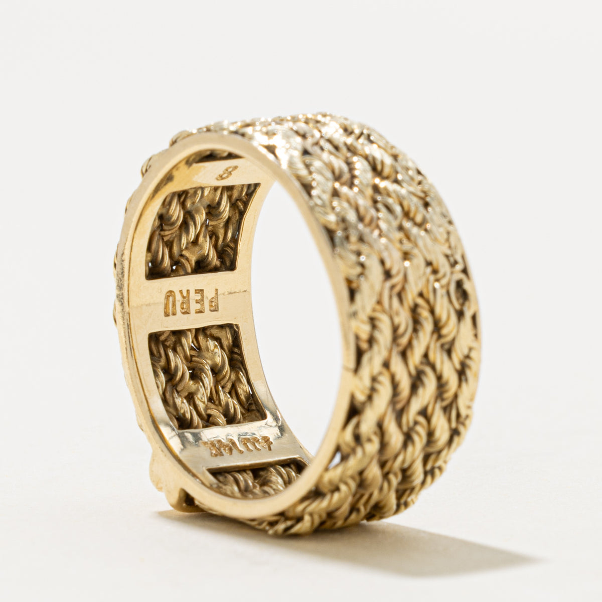 14k Yellow Gold Rope Woven Band | 9.00mm | SZ 8.25