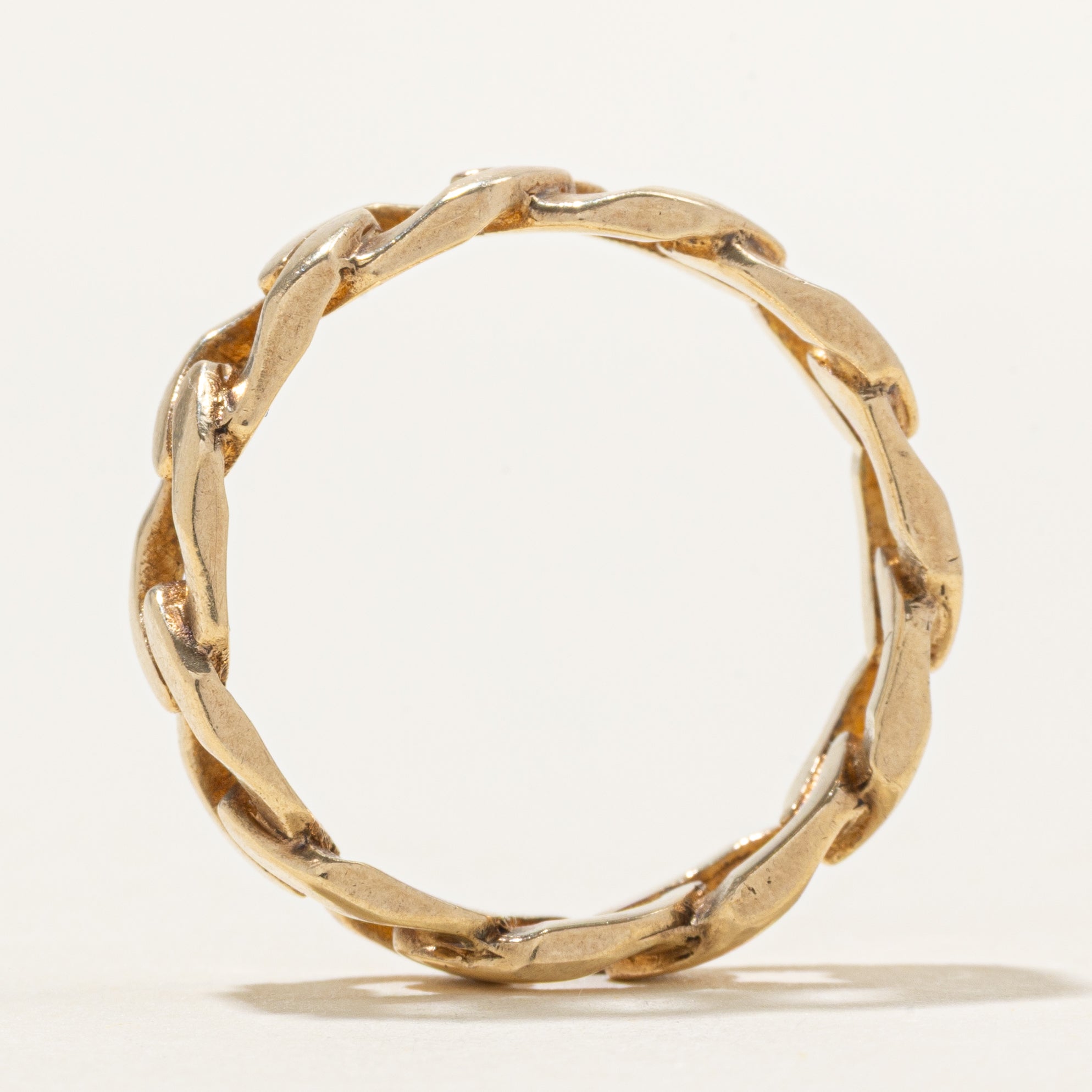 Vintage Canadian 10K Yellow Gold Chain Ring | 6.75mm | SZ 9.75