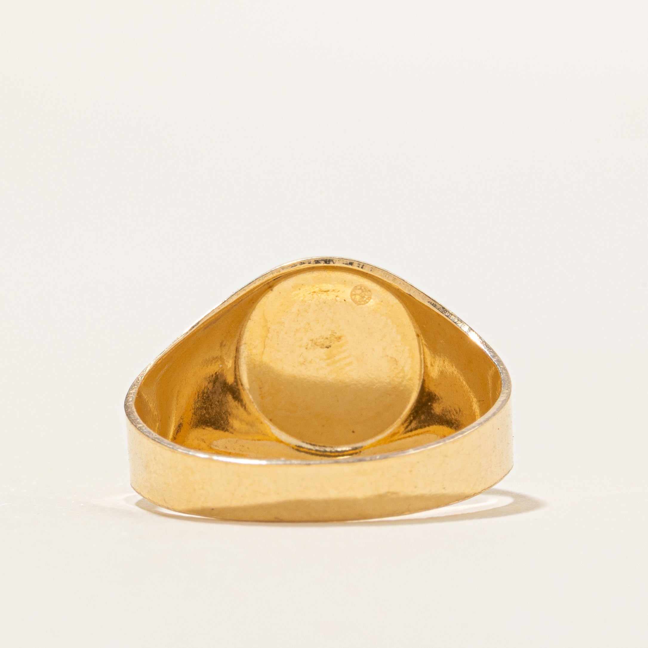18k Yellow Gold Textured Signet Ring | SZ 7.75