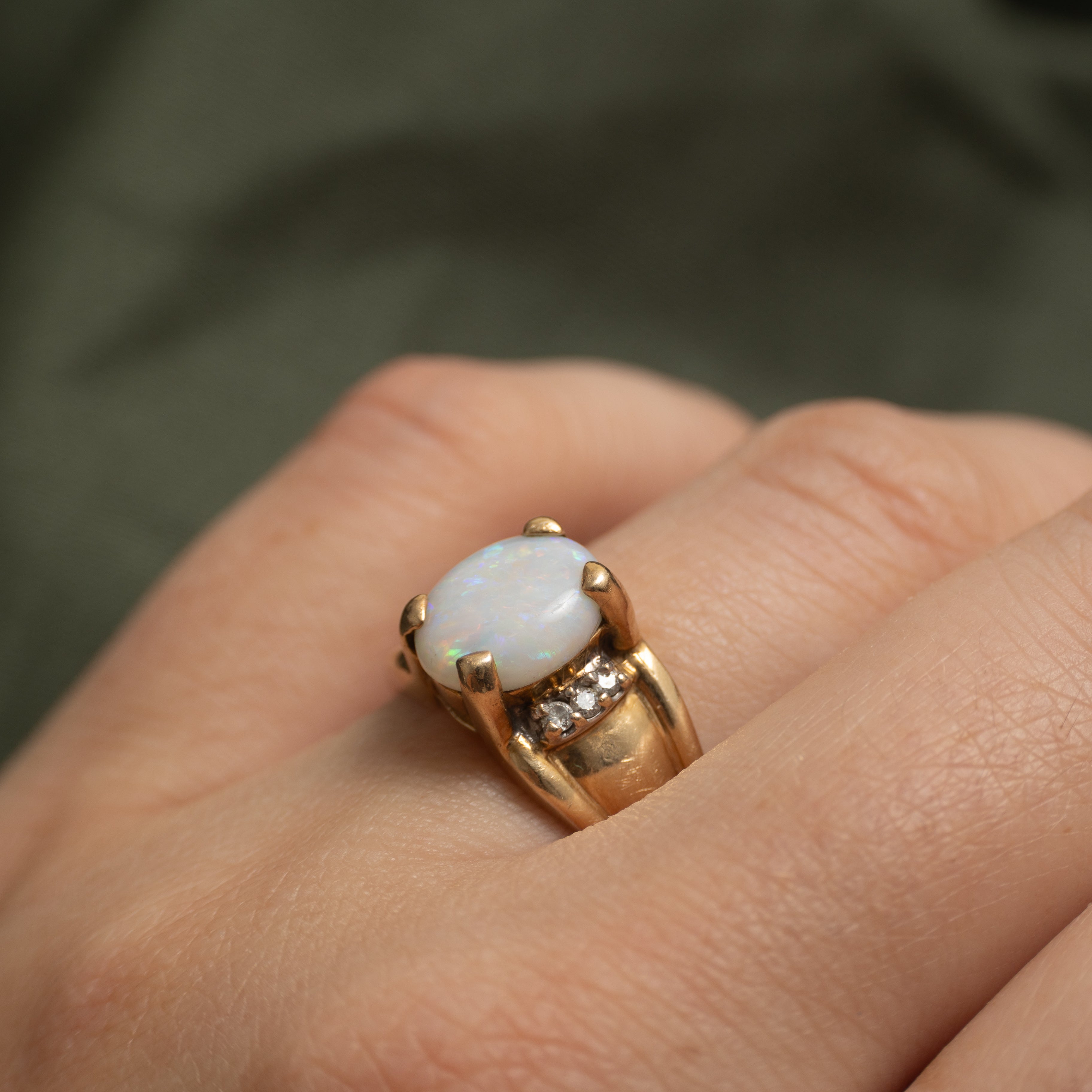 Cabochon Opal & Diamond Ring | 1.23ct, 0.06ctw | SZ 8