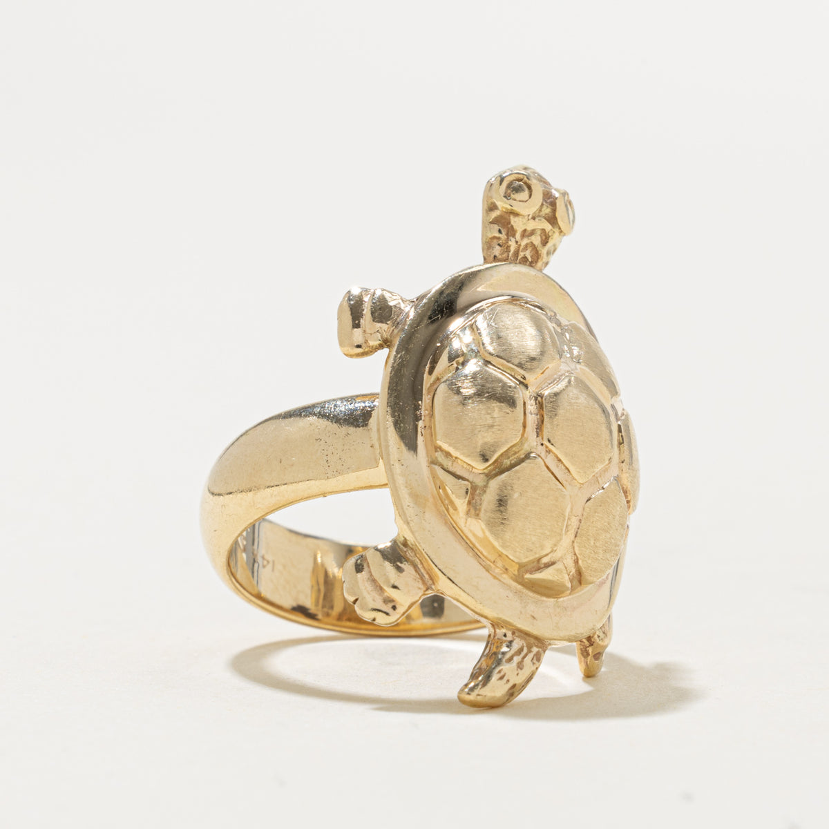14k Yellow Gold Engraved Turtle Ring | SZ 6.25