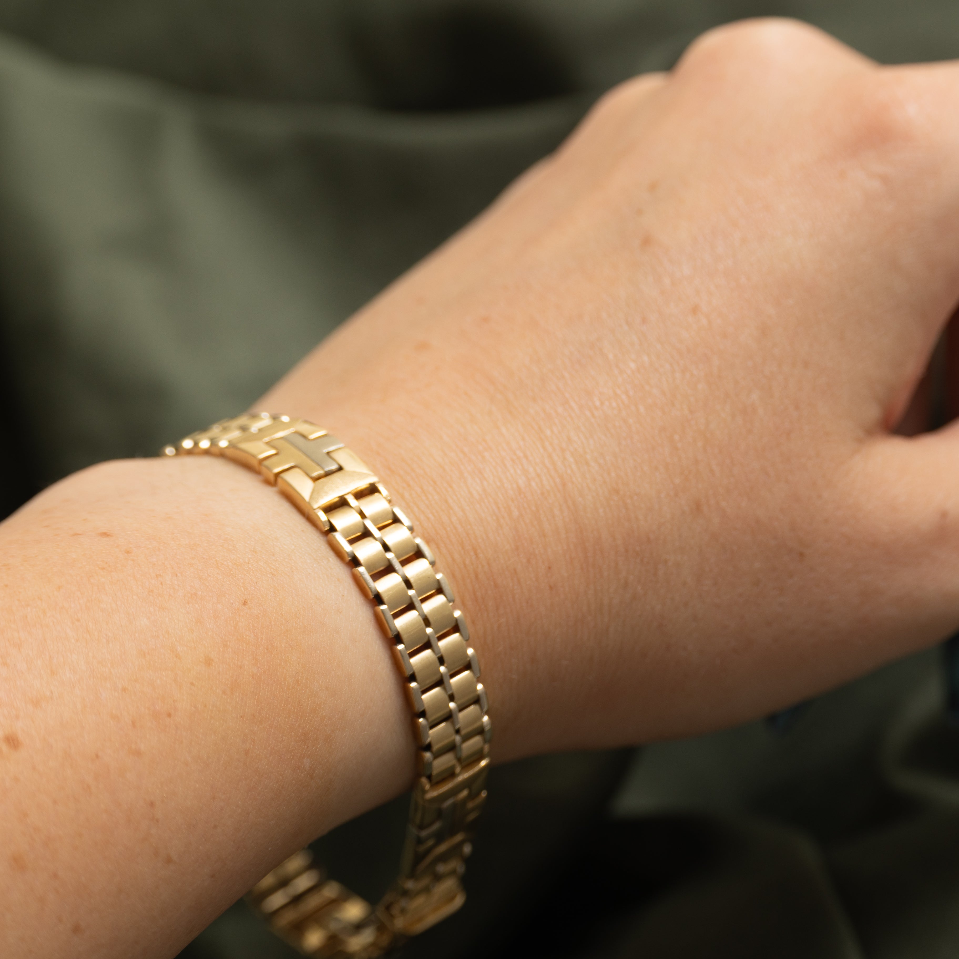 14k Yellow & White Gold Watch Strap Bracelet | 8.25"