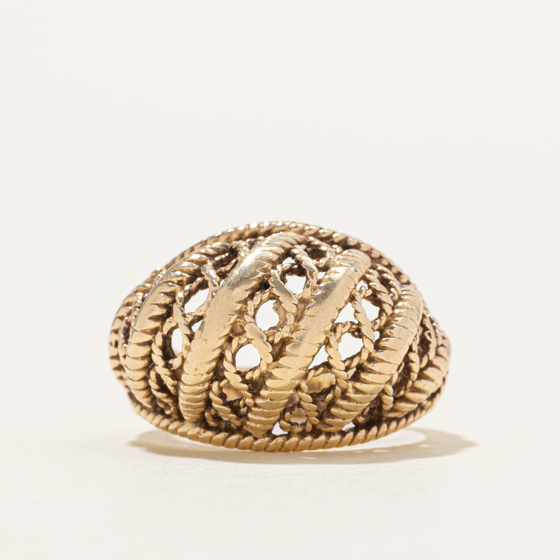 10k Yellow Gold Openwork Rope Dome Ring | SZ 5