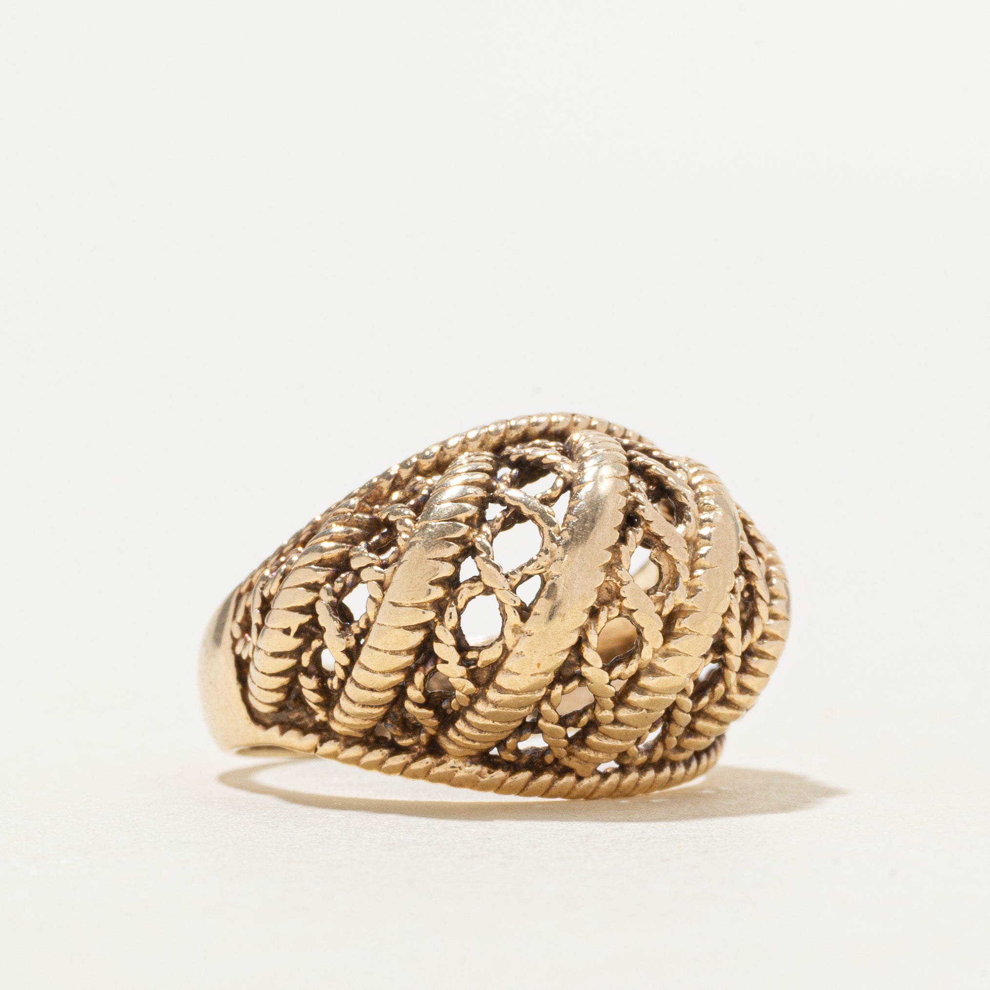 10k Yellow Gold Openwork Rope Dome Ring | SZ 5