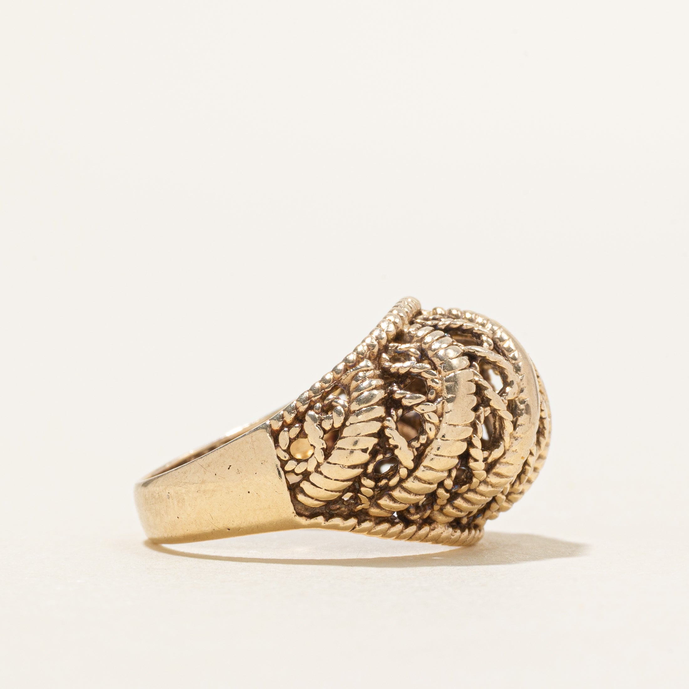 10k Yellow Gold Openwork Rope Dome Ring | SZ 5