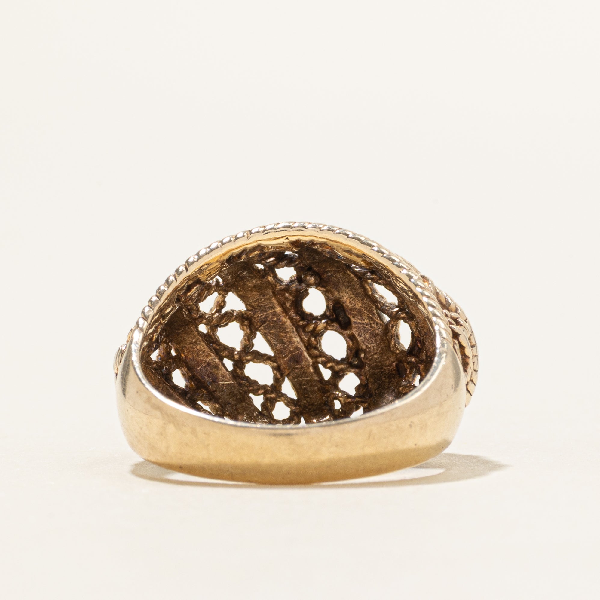 10k Yellow Gold Openwork Rope Dome Ring | SZ 5