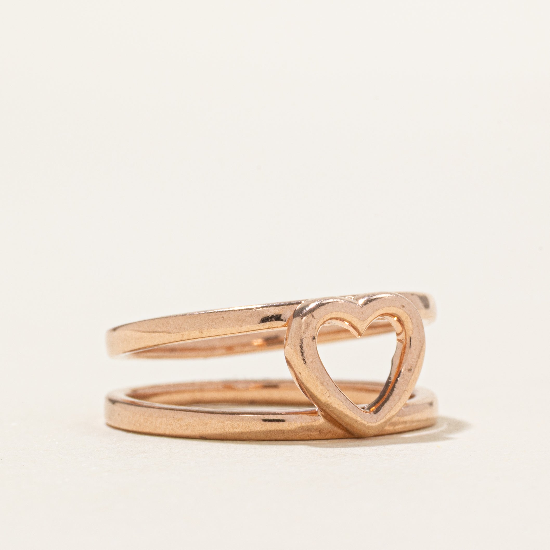 10k Yellow Gold Open Heart Split Ring | SZ 6.75