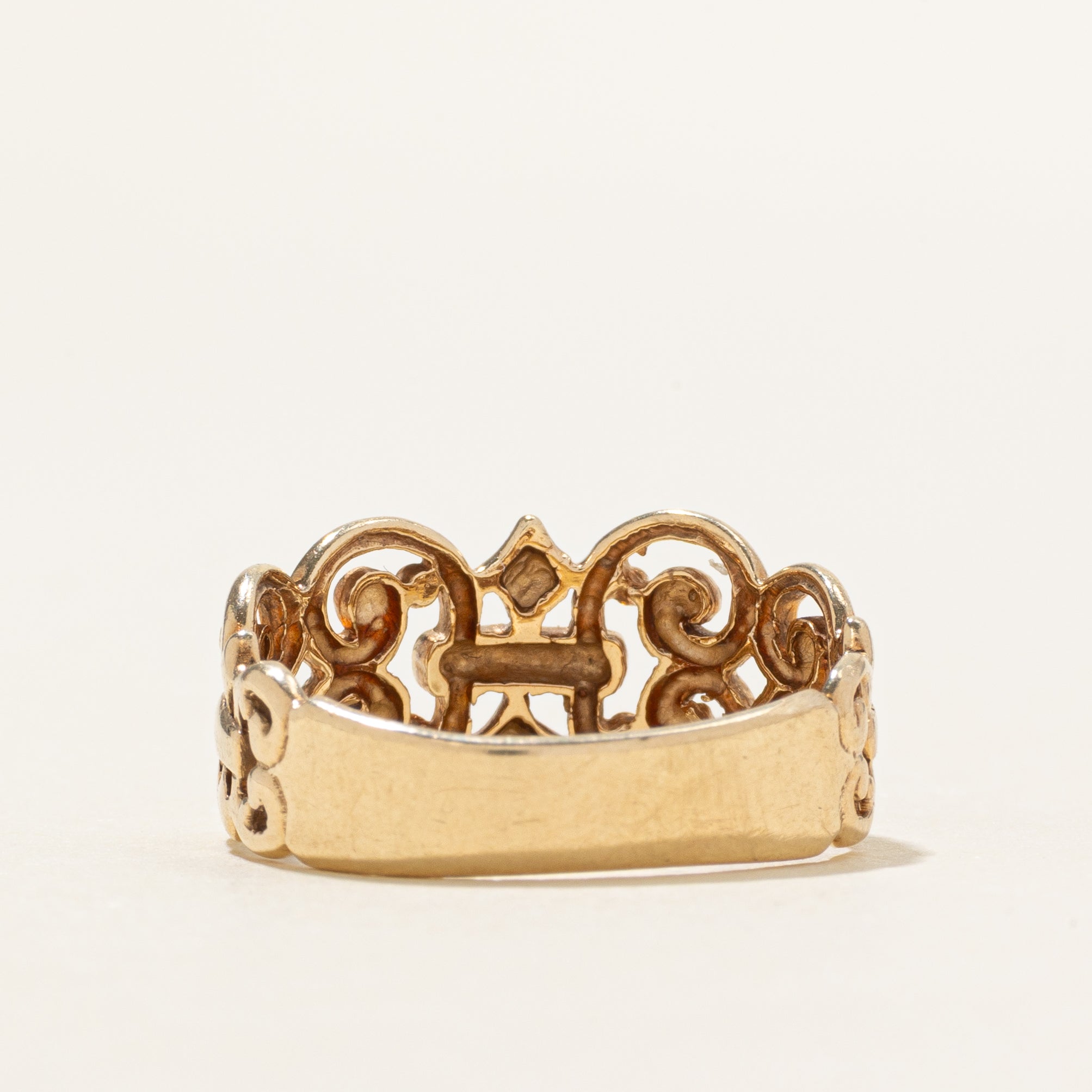 10k Yellow Gold Thick Scrollwork Ring | SZ 7.5