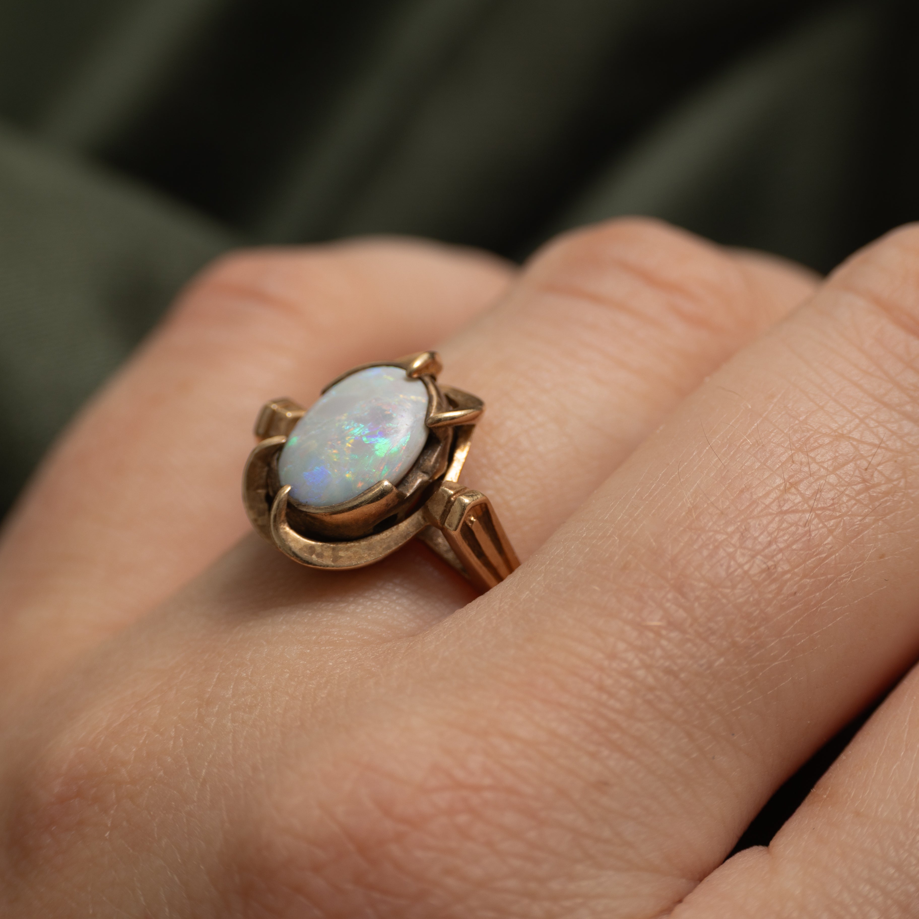 Oval Cabochon Opal Textured Ring | 1.57ct