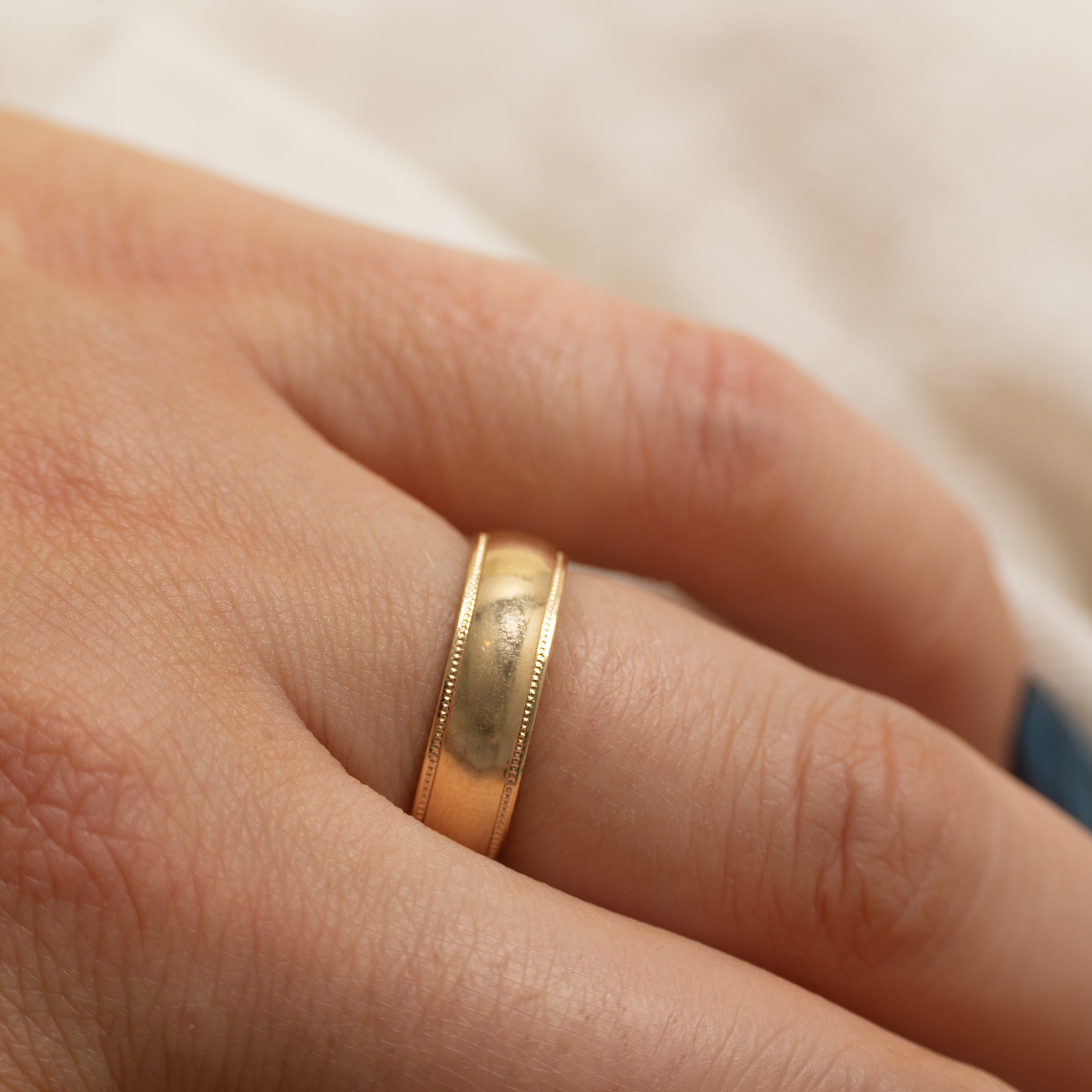14K Yellow Gold Milgrain Band | 5.1mm | SZ 5.5