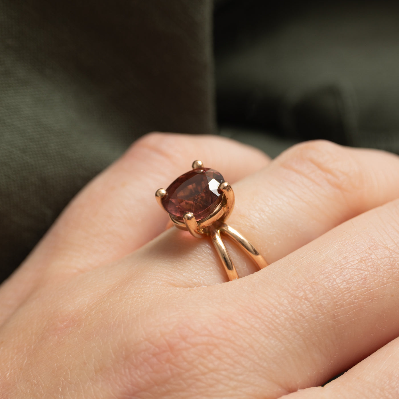 Pink Tourmaline Cross Over Ring | 3.00ct | SZ 5.25