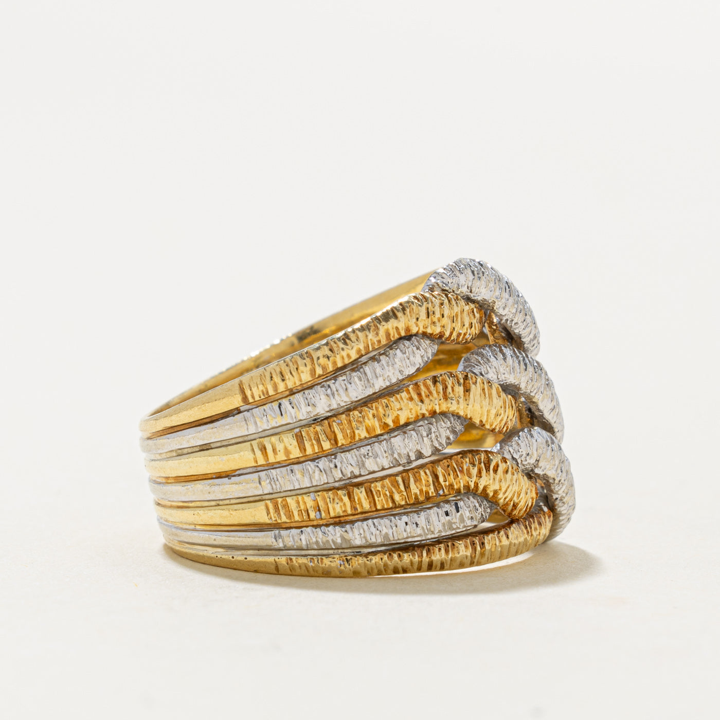 18k Yellow & White Gold Woven Abstract Band | 8.15mm | SZ 8