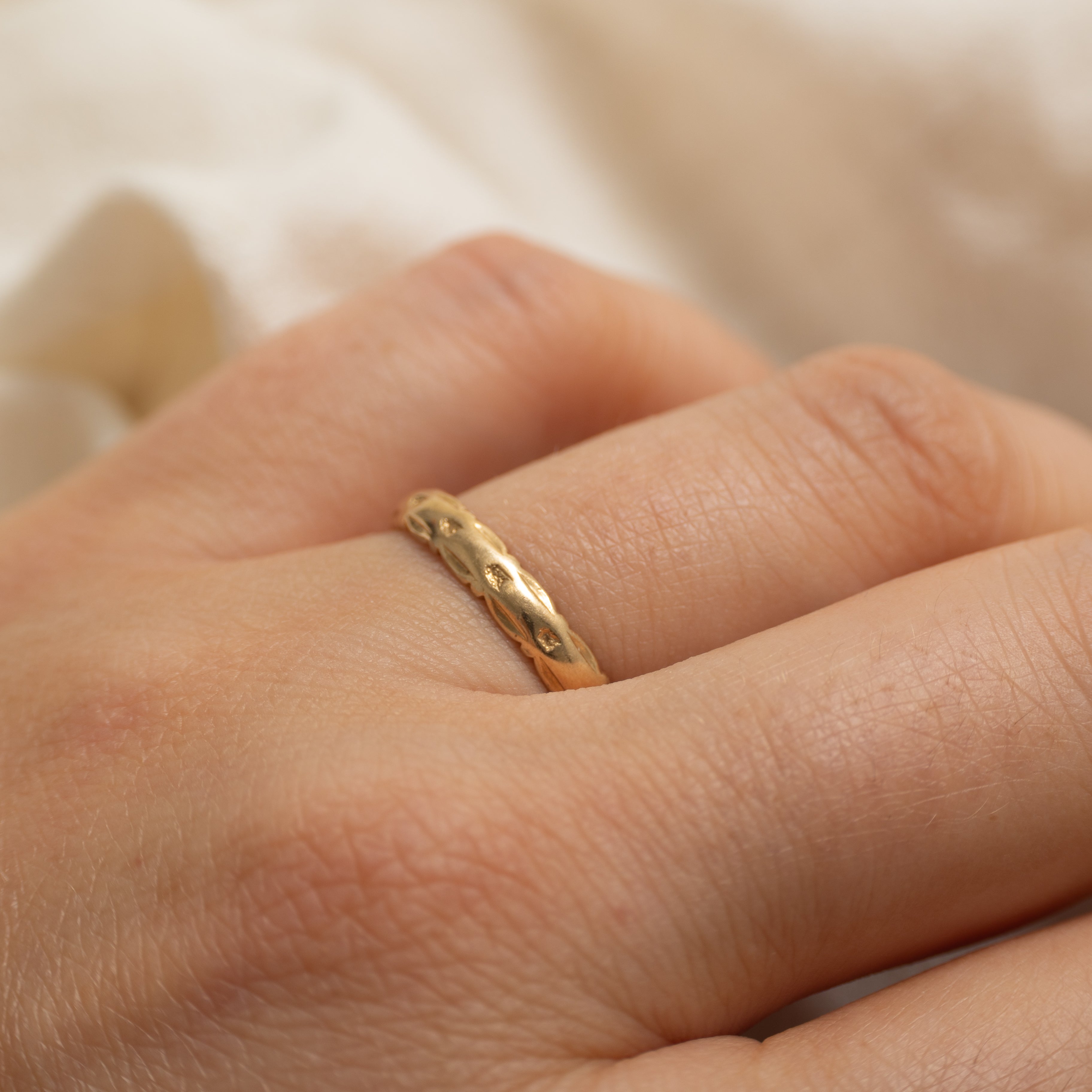 14k Yellow Gold Patterned Band | 3mm | SZ 6.75