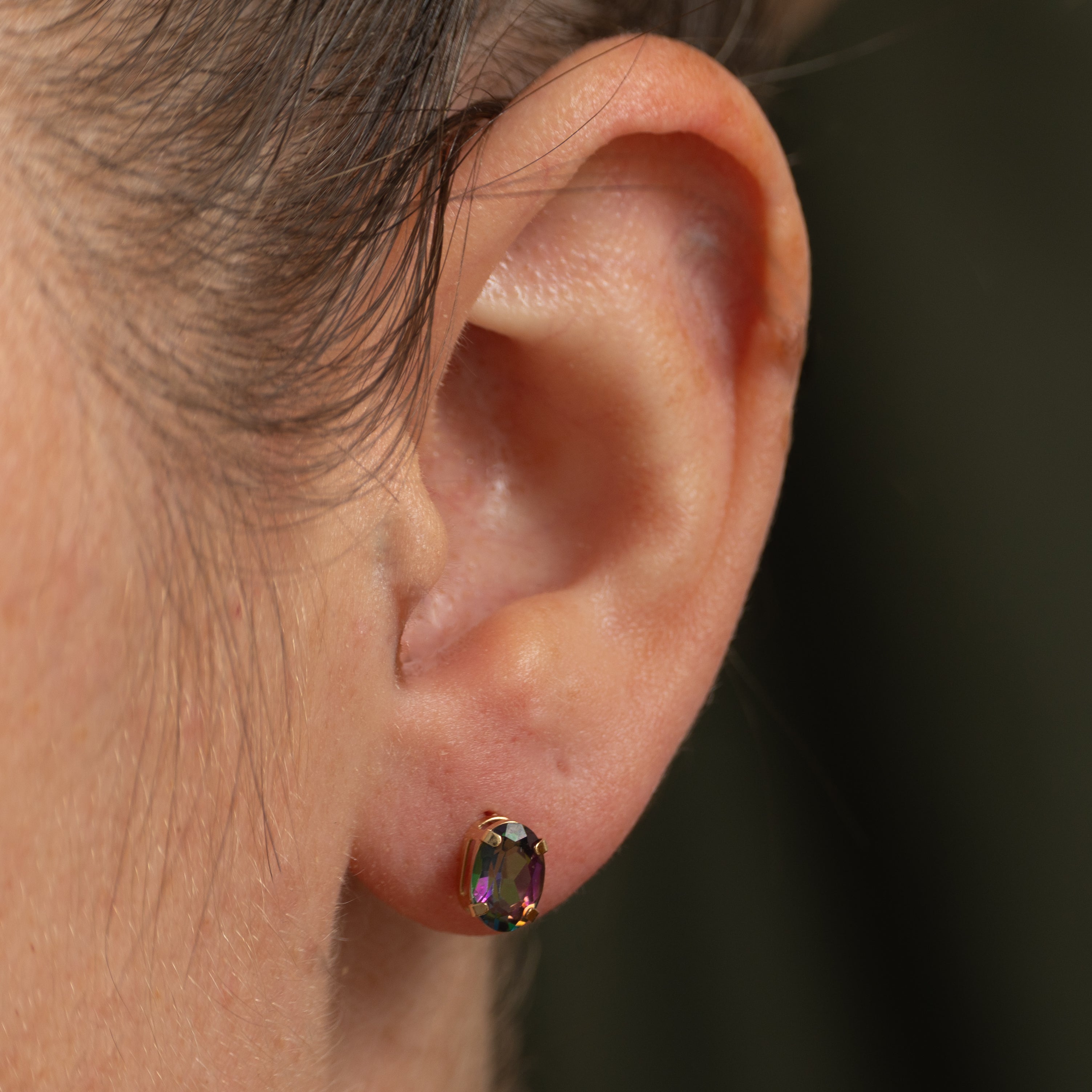 Oval Cut Mystic Topaz Stud Earrings | 1.50ctw