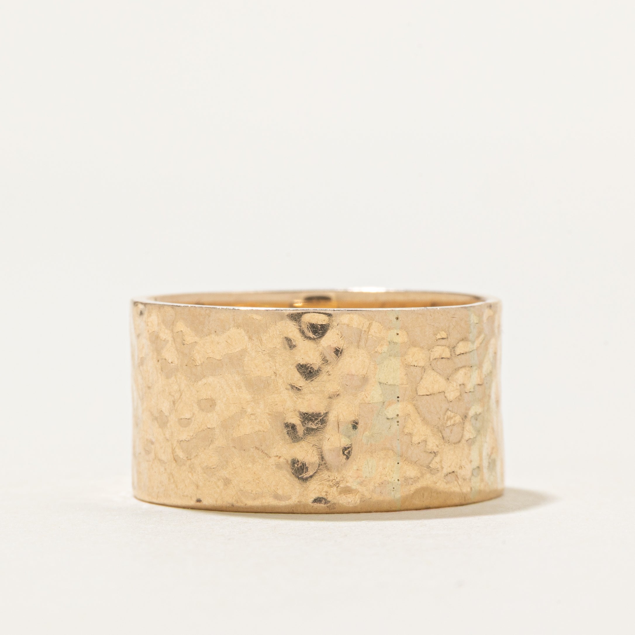 10K Hammered Yellow Gold Cigar Band | 11.25mm | SZ 9