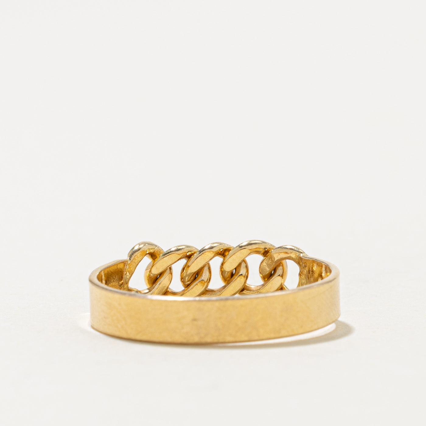 18k Yellow Gold Curb Link Chain Ring | SZ 6.75