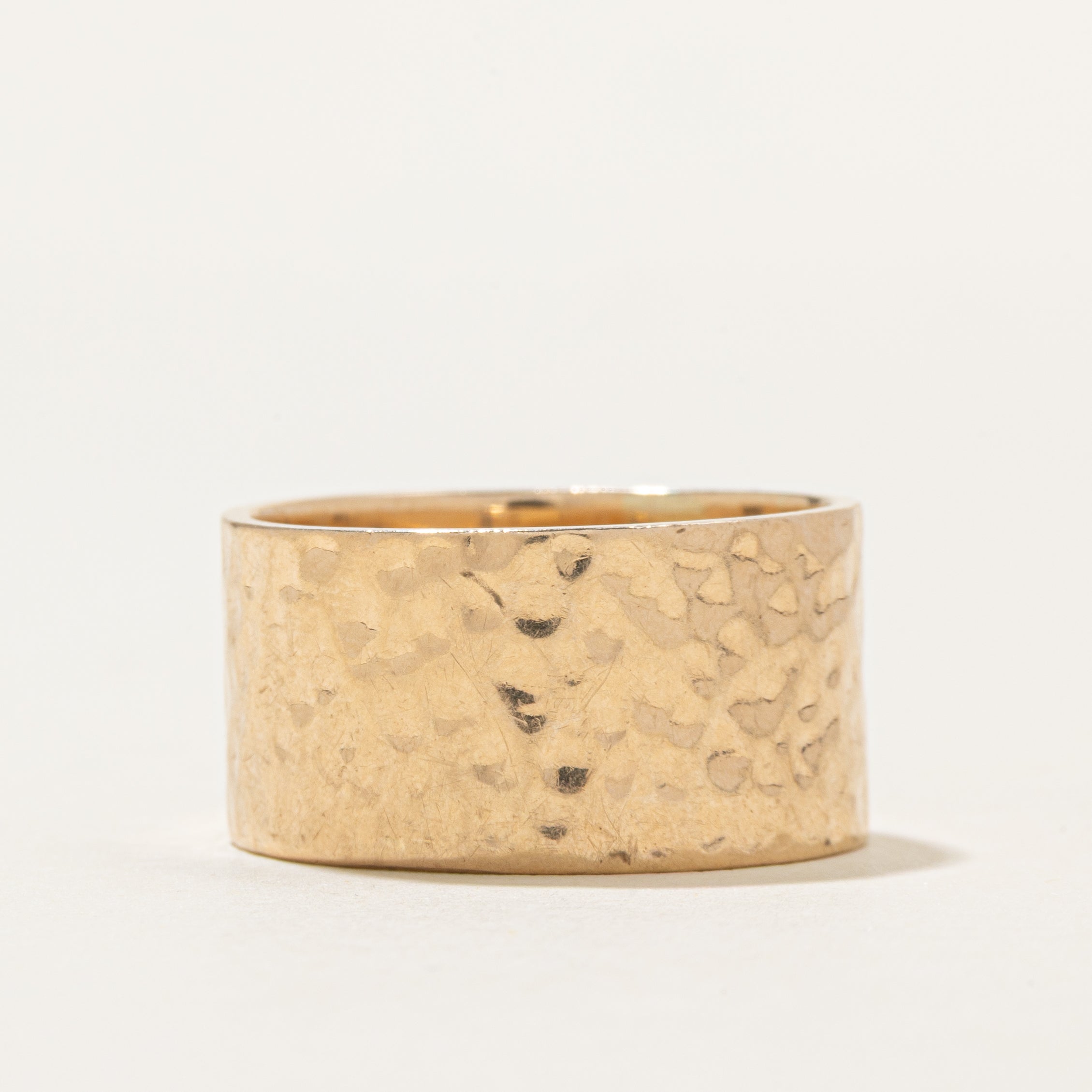 10K Hammered Yellow Gold Cigar Band | 11.25mm | SZ 9