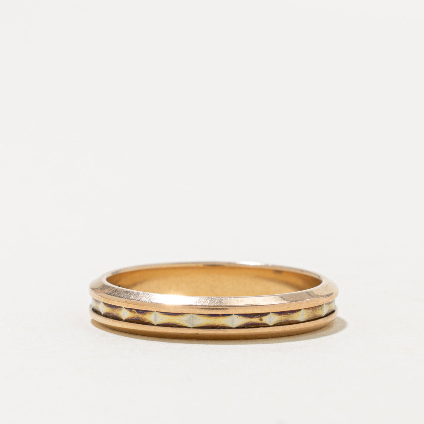 18k Rose & White Gold Geometric Band | 3.65mm | SZ 8
