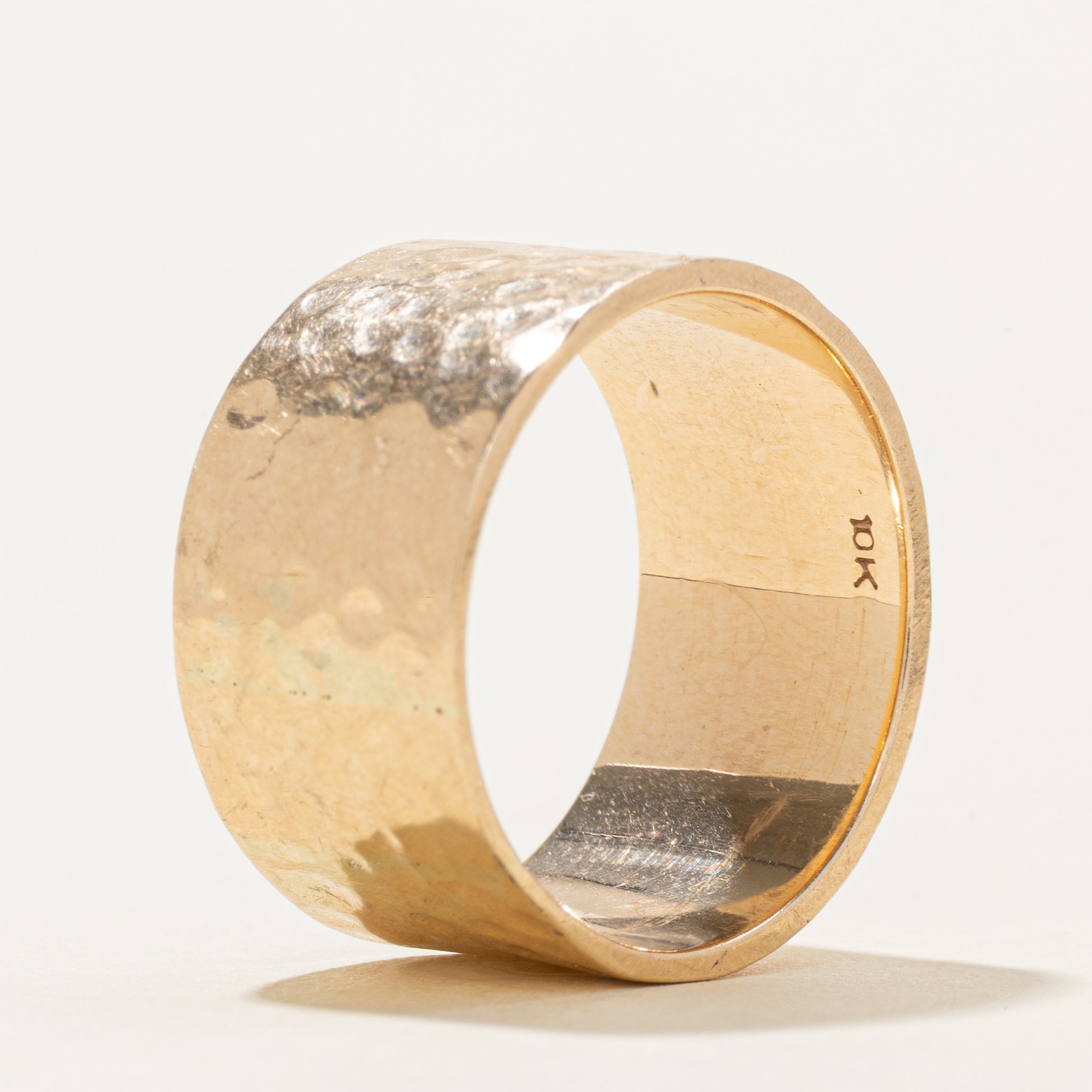 10K Hammered Yellow Gold Cigar Band | 11.25mm | SZ 9