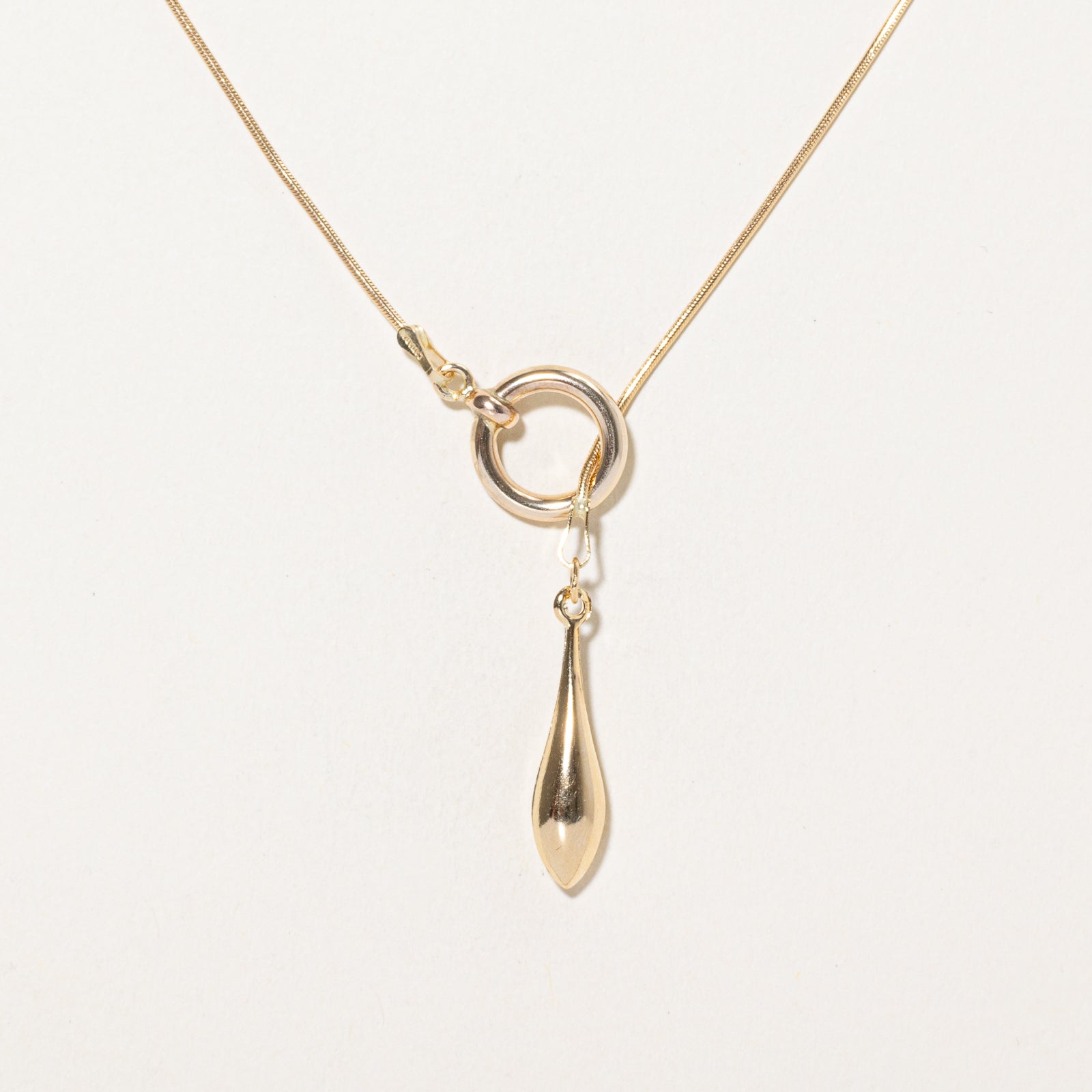 Canadian 10k Yellow Gold Snake Chain Lariat Necklace | 21.5"