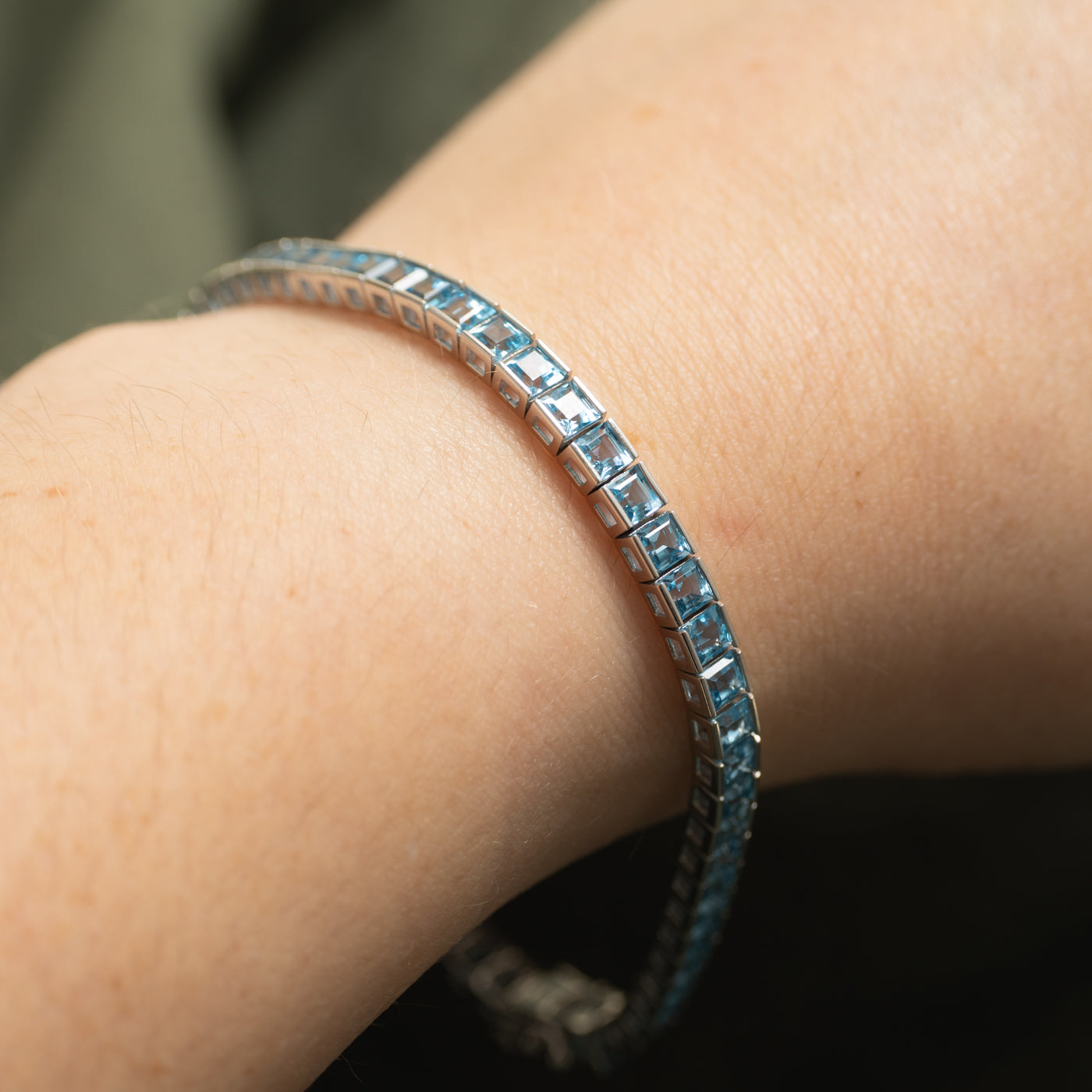 Bracelet en topaze bleue 10 carats | 10,00 ct | 19 cm